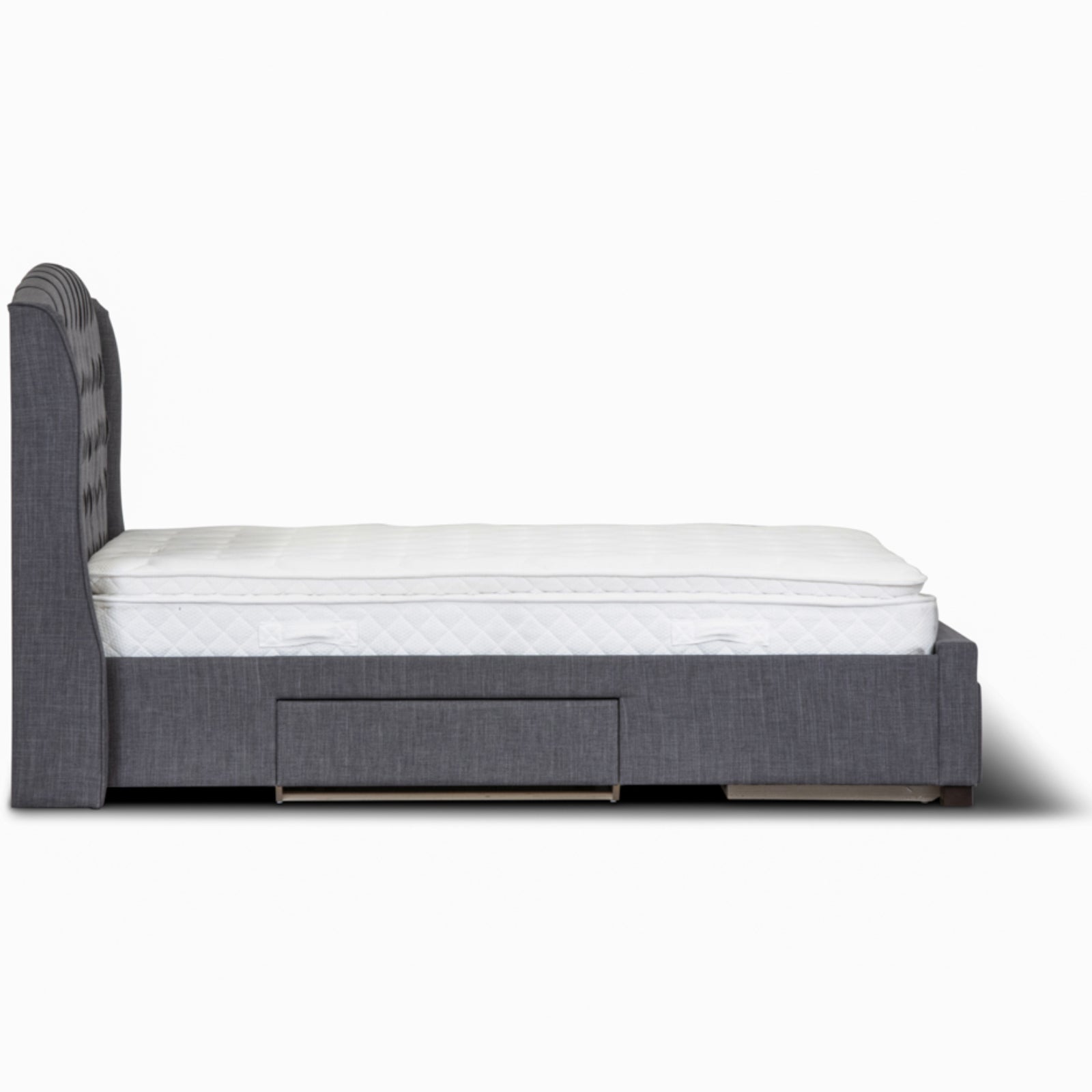 Honeydew Queen Size Bed Frame Timber Mattress Base With Storage Drawers - Grey