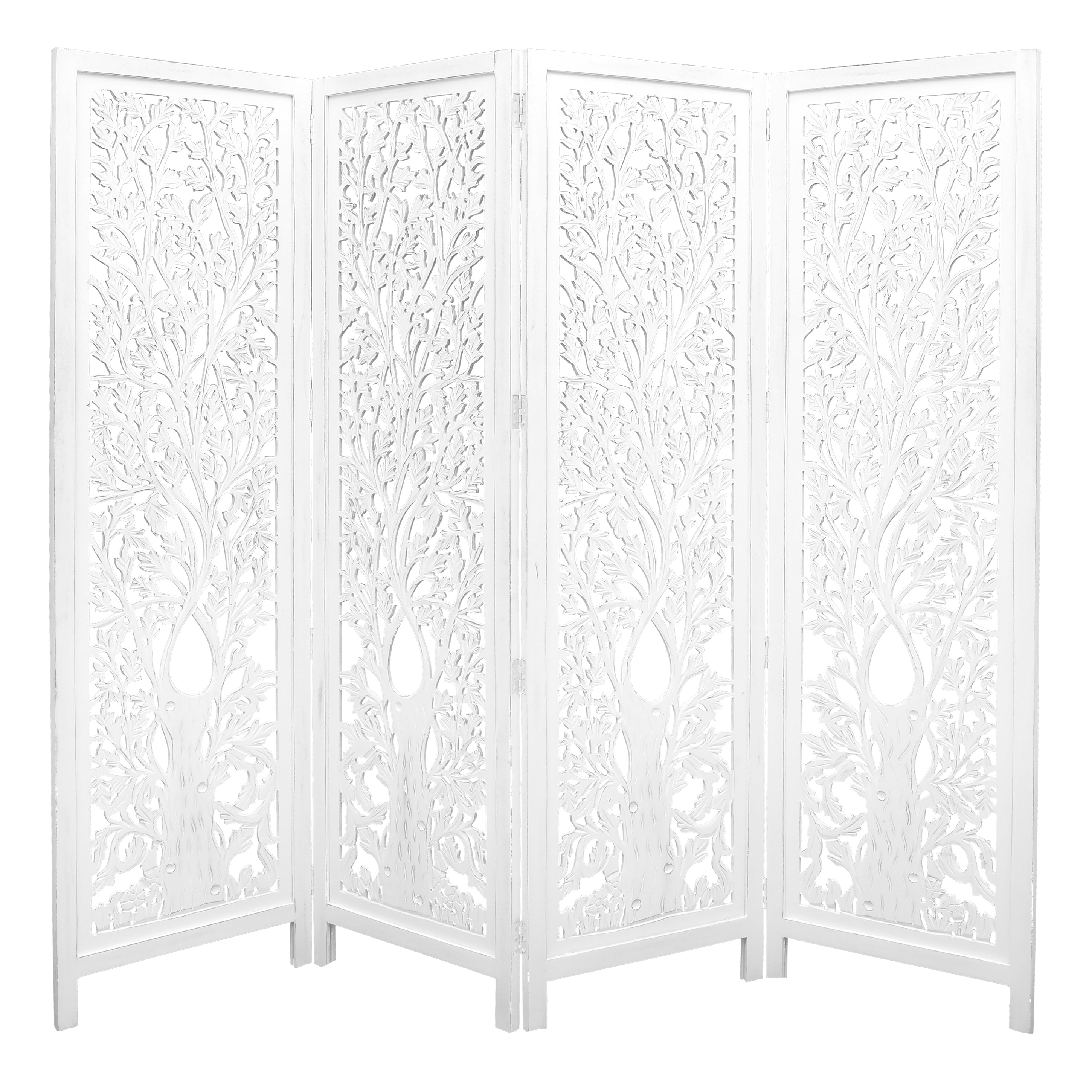 Life Dig 4 Panel Room Divider Screen Privacy Shoji Timber Wood Stand - White