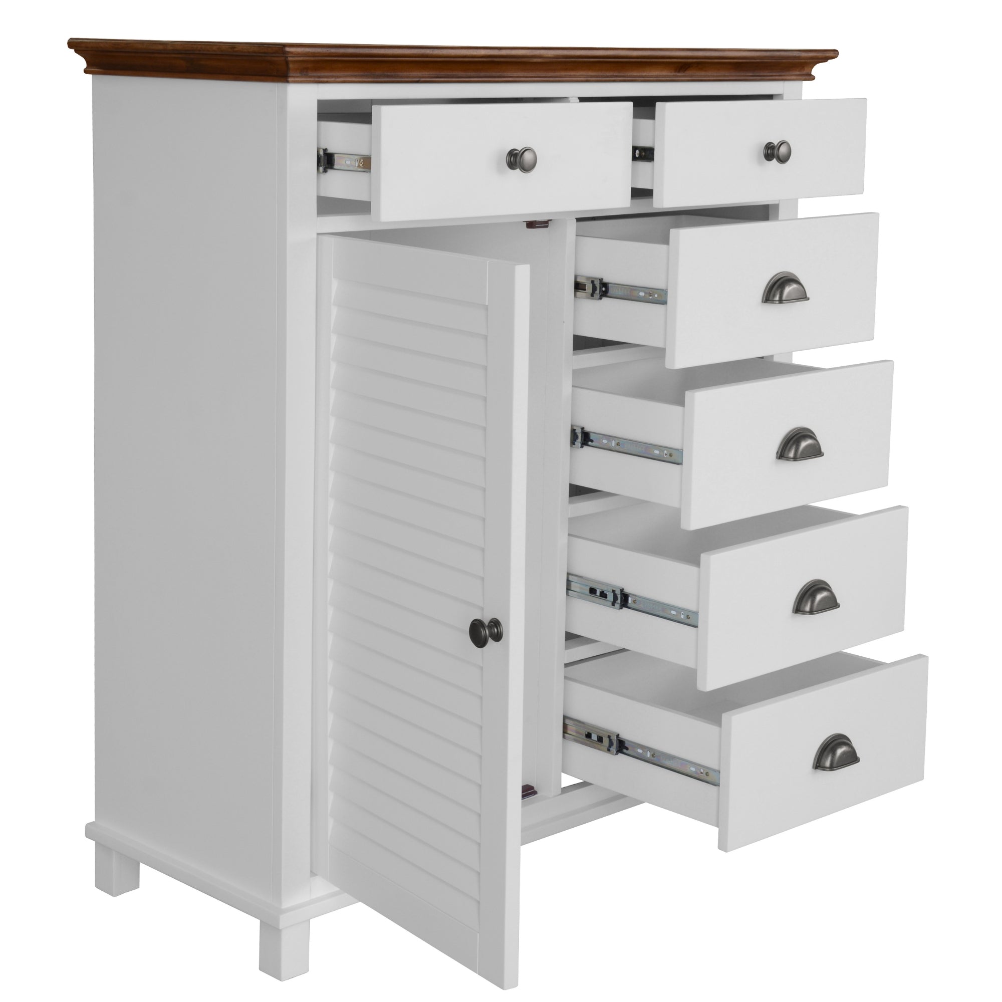 Virginia Tallboy 6 Chest of Drawers Solid Pine Wood Bed Storage Cabinet - White