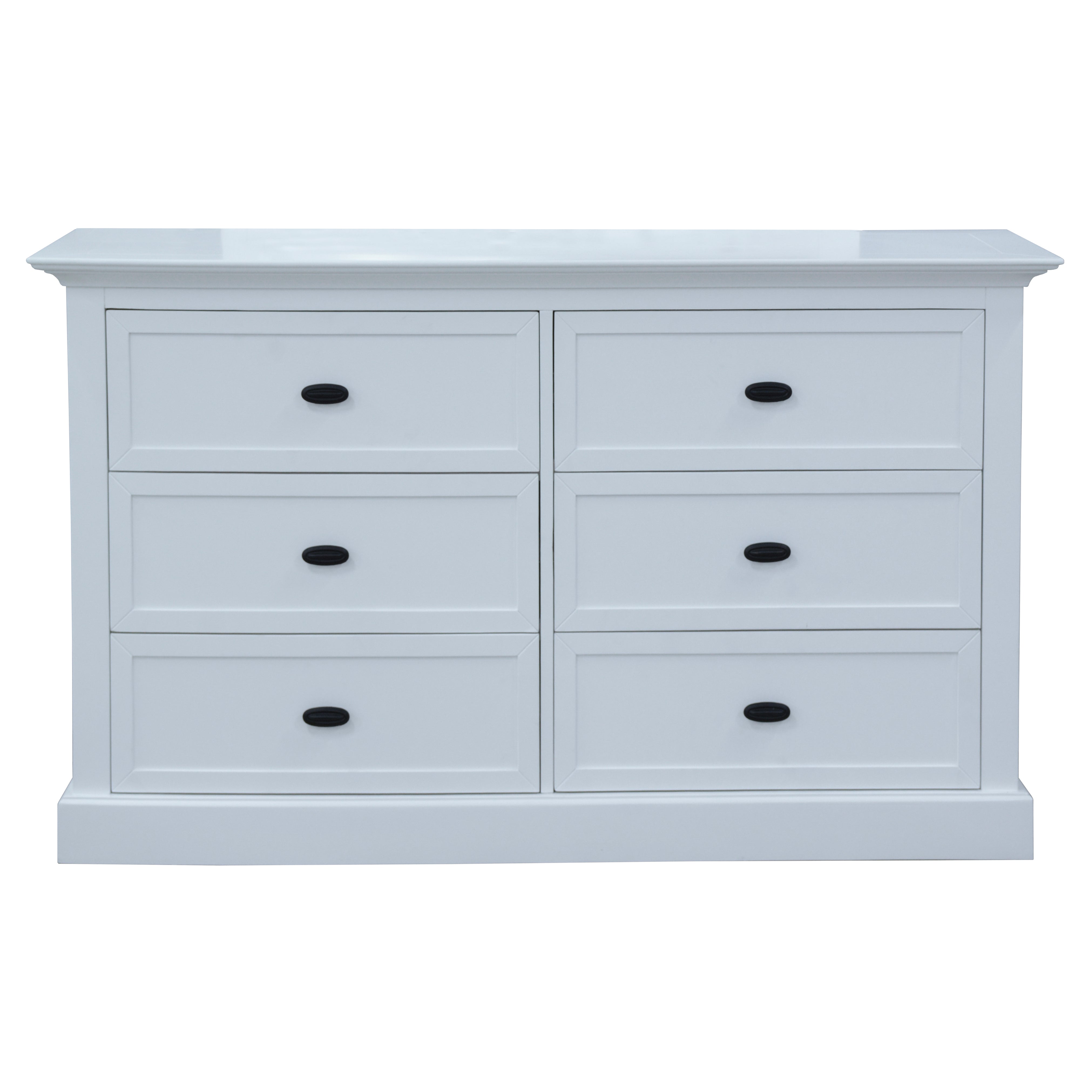 Beechworth Dresser 6 Chest of Drawers Pine Wood Storage Cabinet Hampton - White
