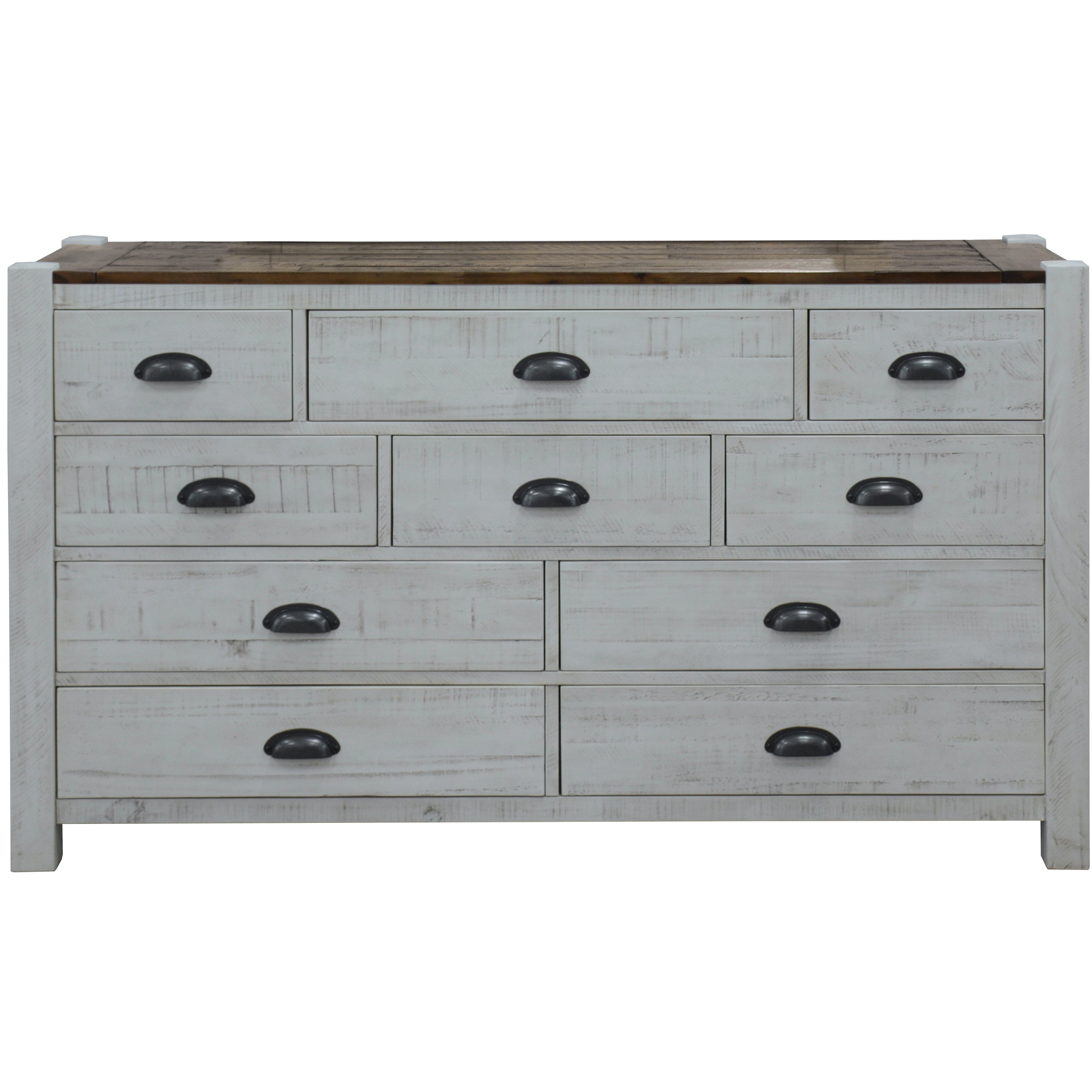 Erica Dresser 10 Chest of Drawers Solid Acacia Timber Wood Cabinet Brown White