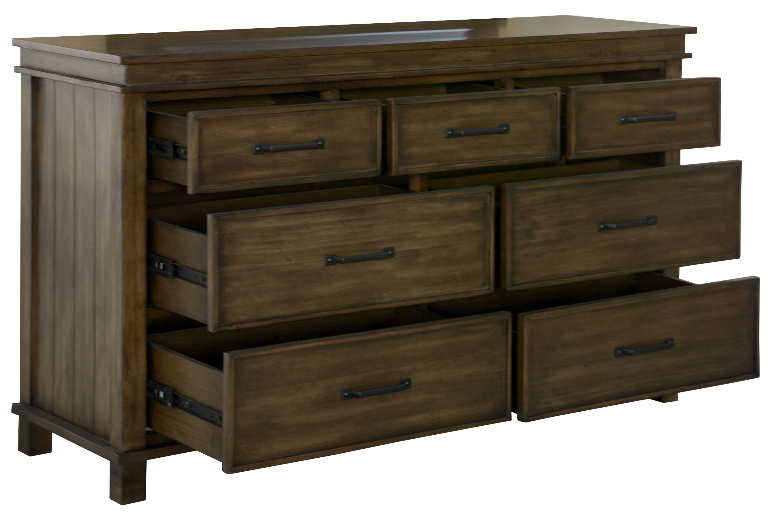 Lily Dresser Mirror 7 Chest of Drawers Tallboy Storage Cabinet - Rustic Grey