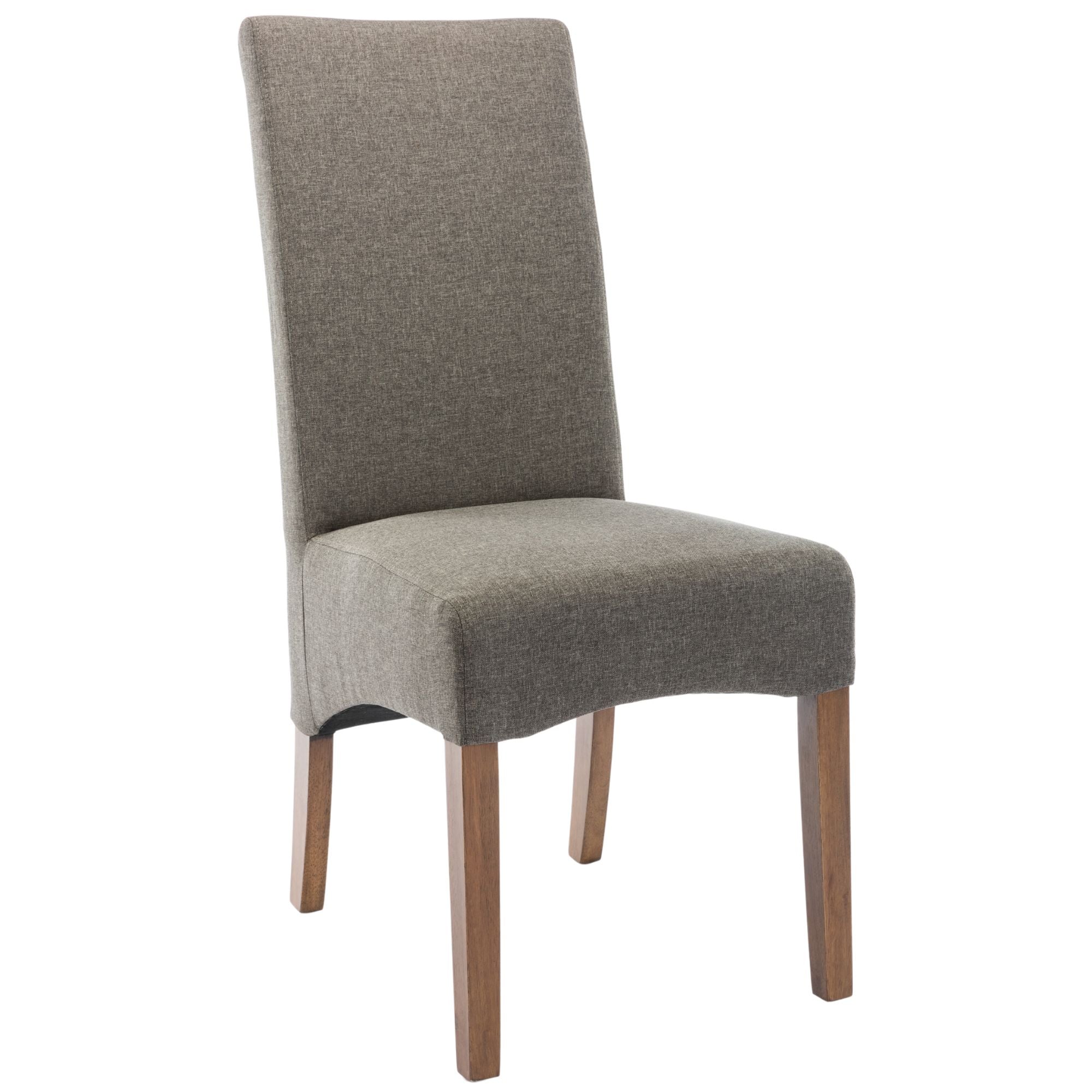 Aksa Fabric Upholstered Dining Chair Set of 2 Solid Pine Wood Furniture - Grey