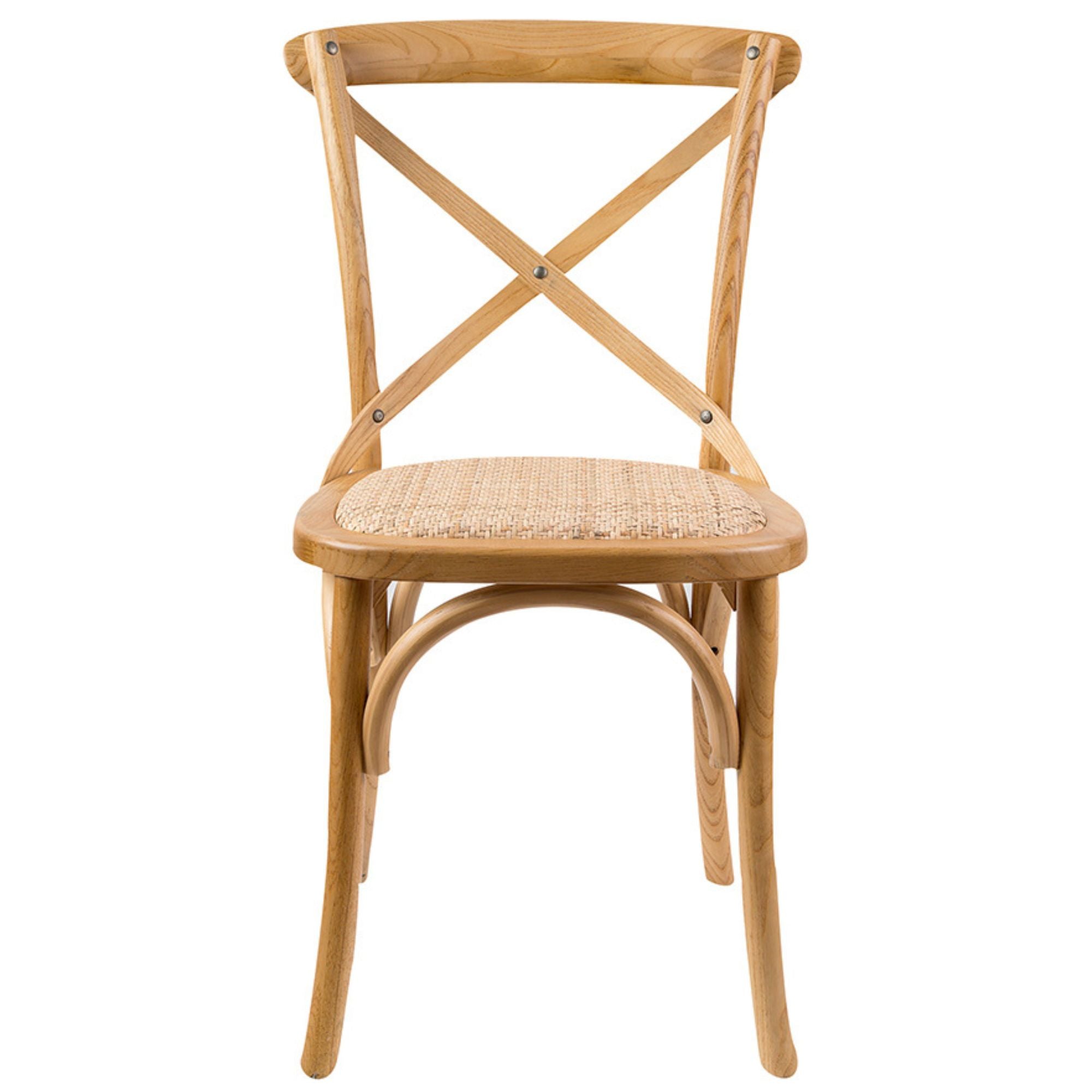 Aster Crossback Dining Chair Set of 4 Solid Birch Timber Wood Ratan Seat - Oak