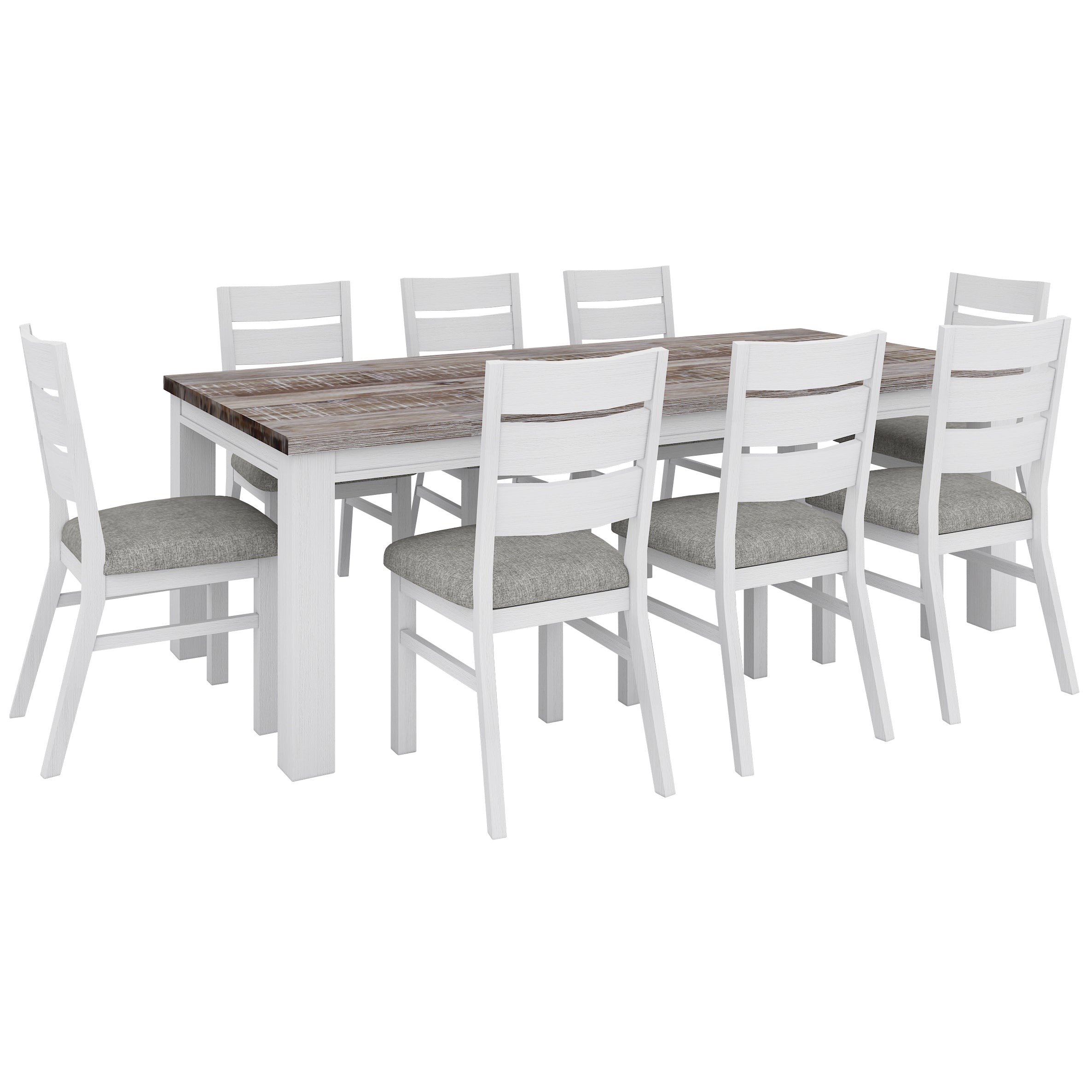 Plumeria Dining Table 225cm Solid Acacia Wood Home Dinner Furniture -White Brush