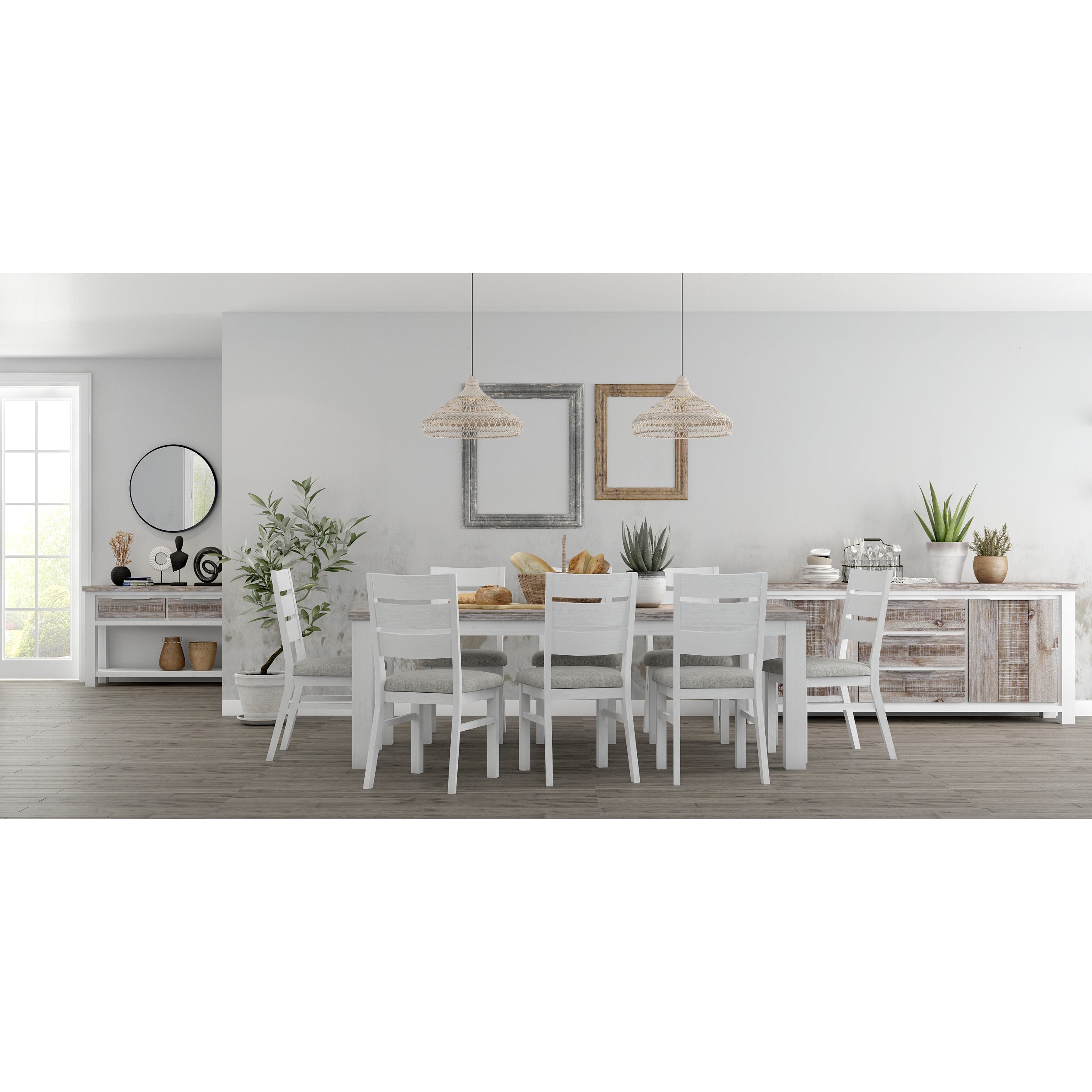 Plumeria Dining Chair Set of 2 Solid Acacia Wood Dining Furniture - White Brush