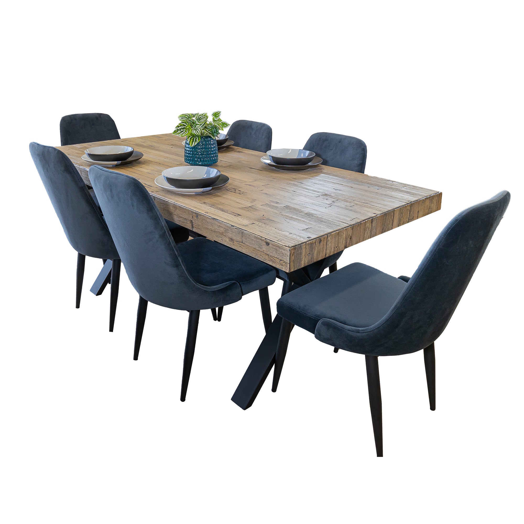 Eva Dining Chair Set of 8 Fabric Seat with Metal Frame - Charcoal