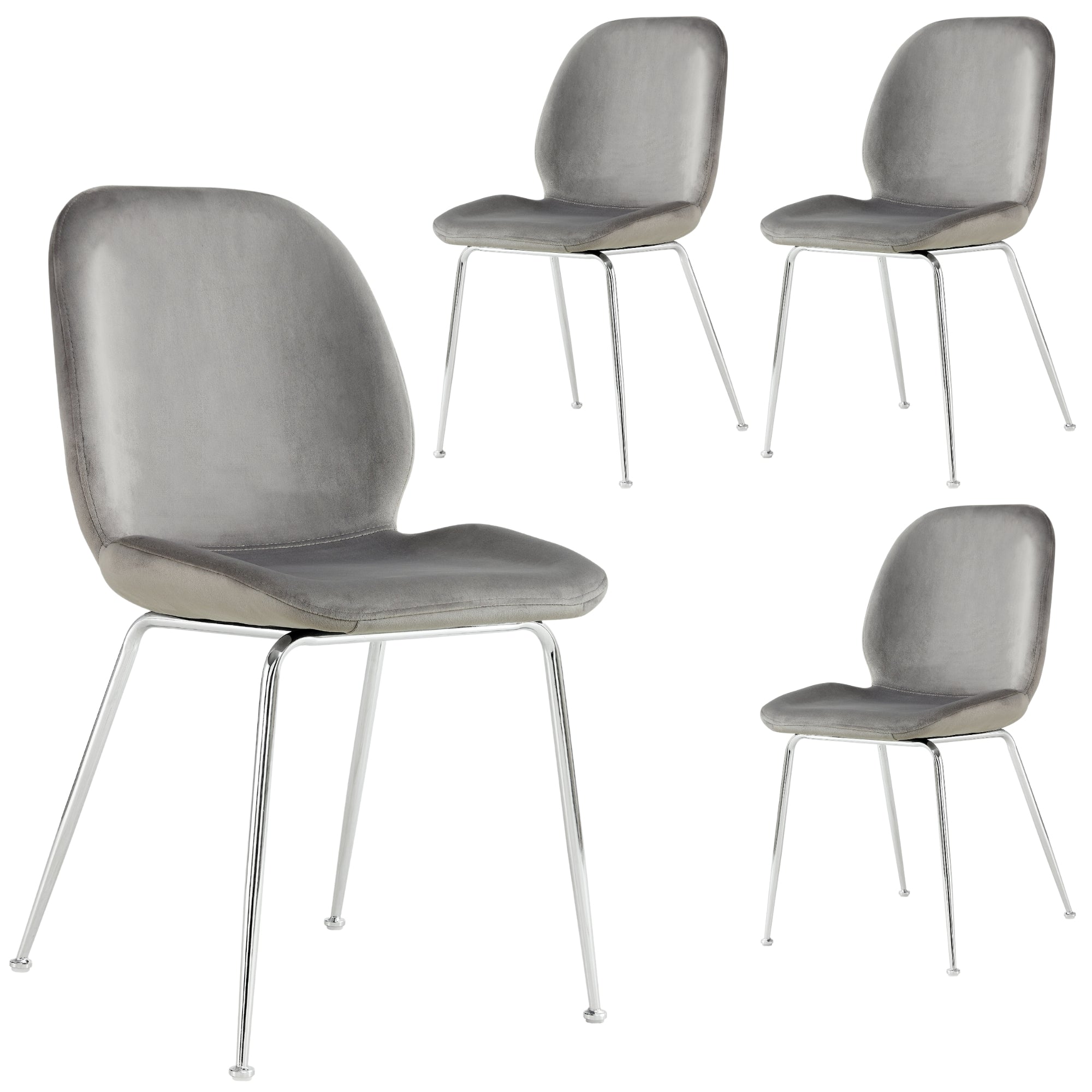 Remy Dining Chair Set of 4 Fabric Seat with Metal Frame - Grey