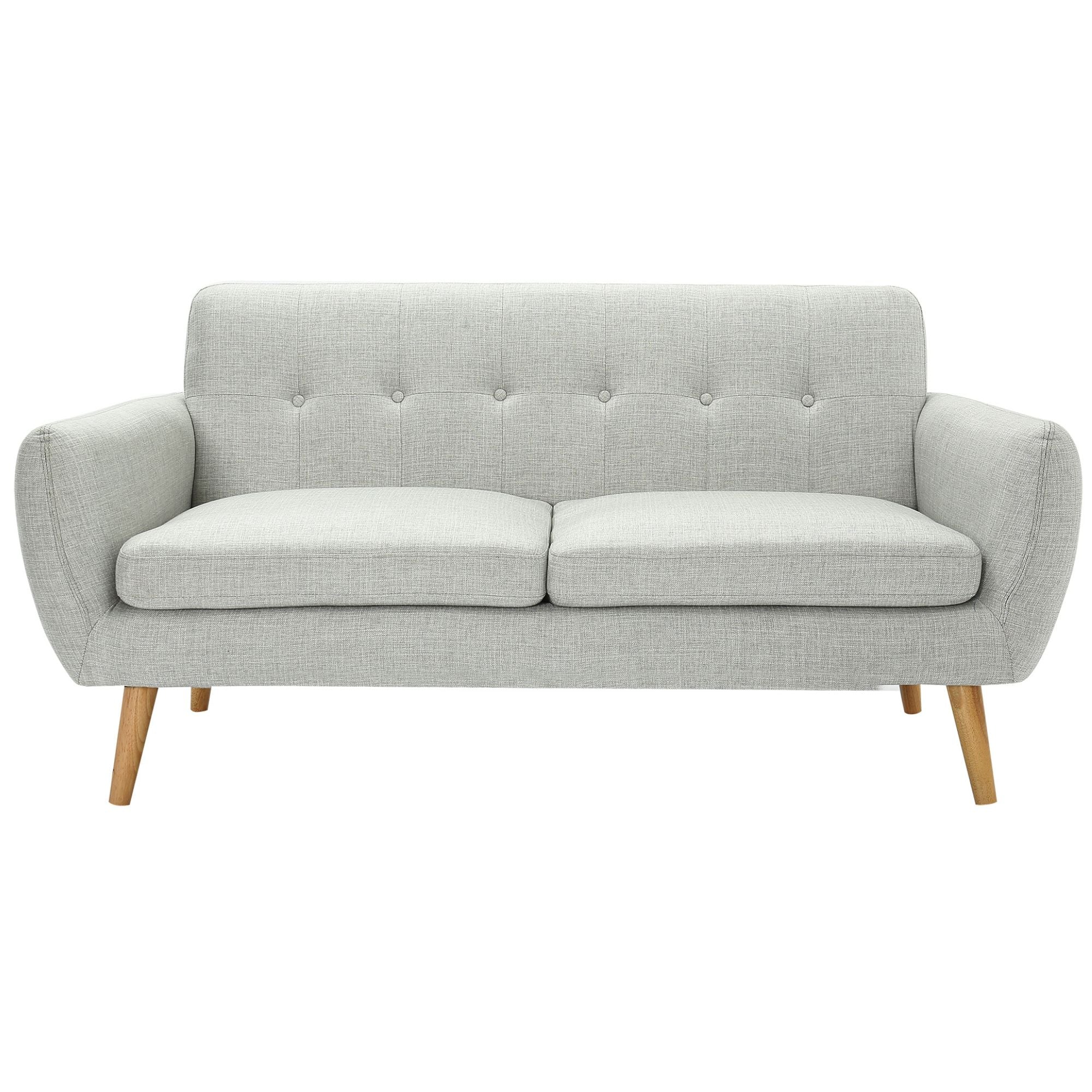 Dane 3 Seater Fabric Upholstered Sofa Lounge Couch - Light Grey