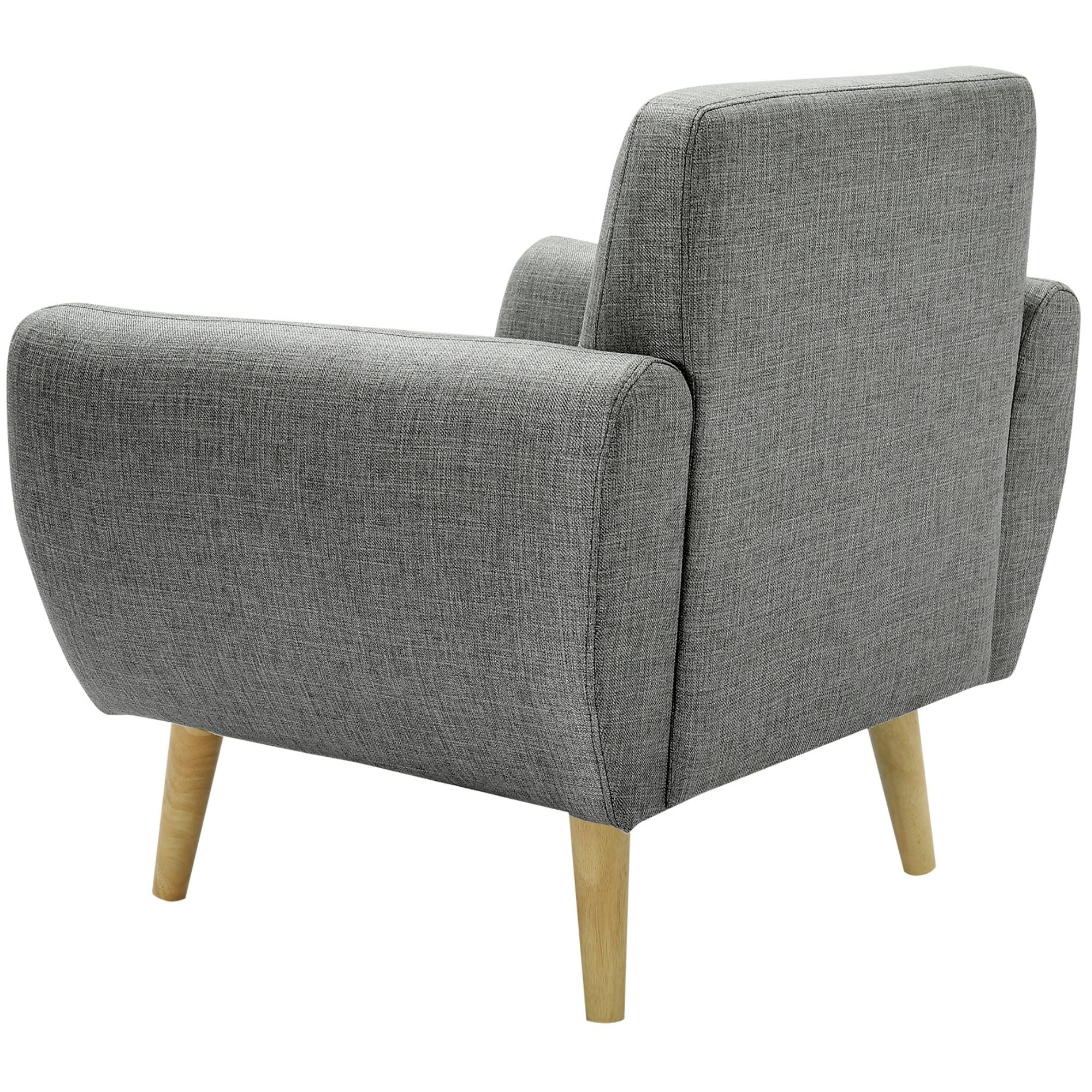 Dane Single Seater Fabric Upholstered Sofa Armchair Set of 2 - Mid Grey