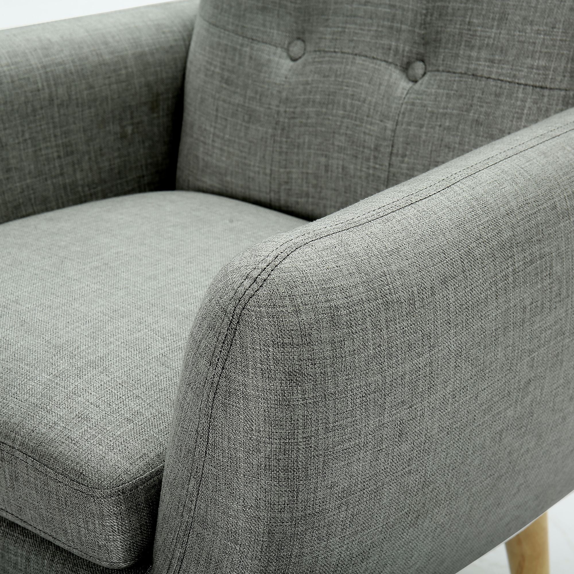 Dane Single Seater Fabric Upholstered Sofa Armchair Set of 2 - Mid Grey