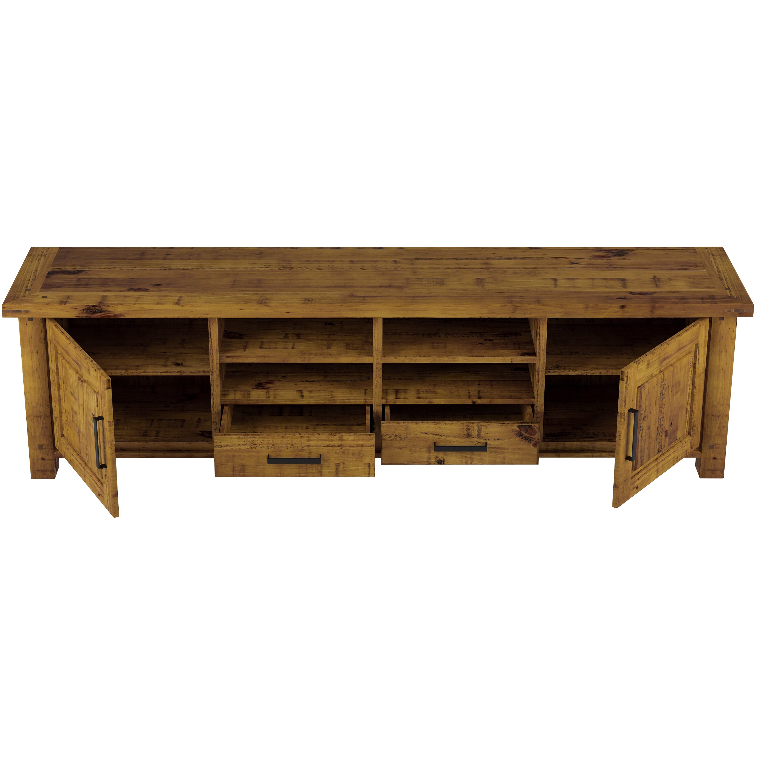 Teasel ETU Entertainment TV Unit 240cm 2 Drawer Solid Pine Wood - Rustic Oak