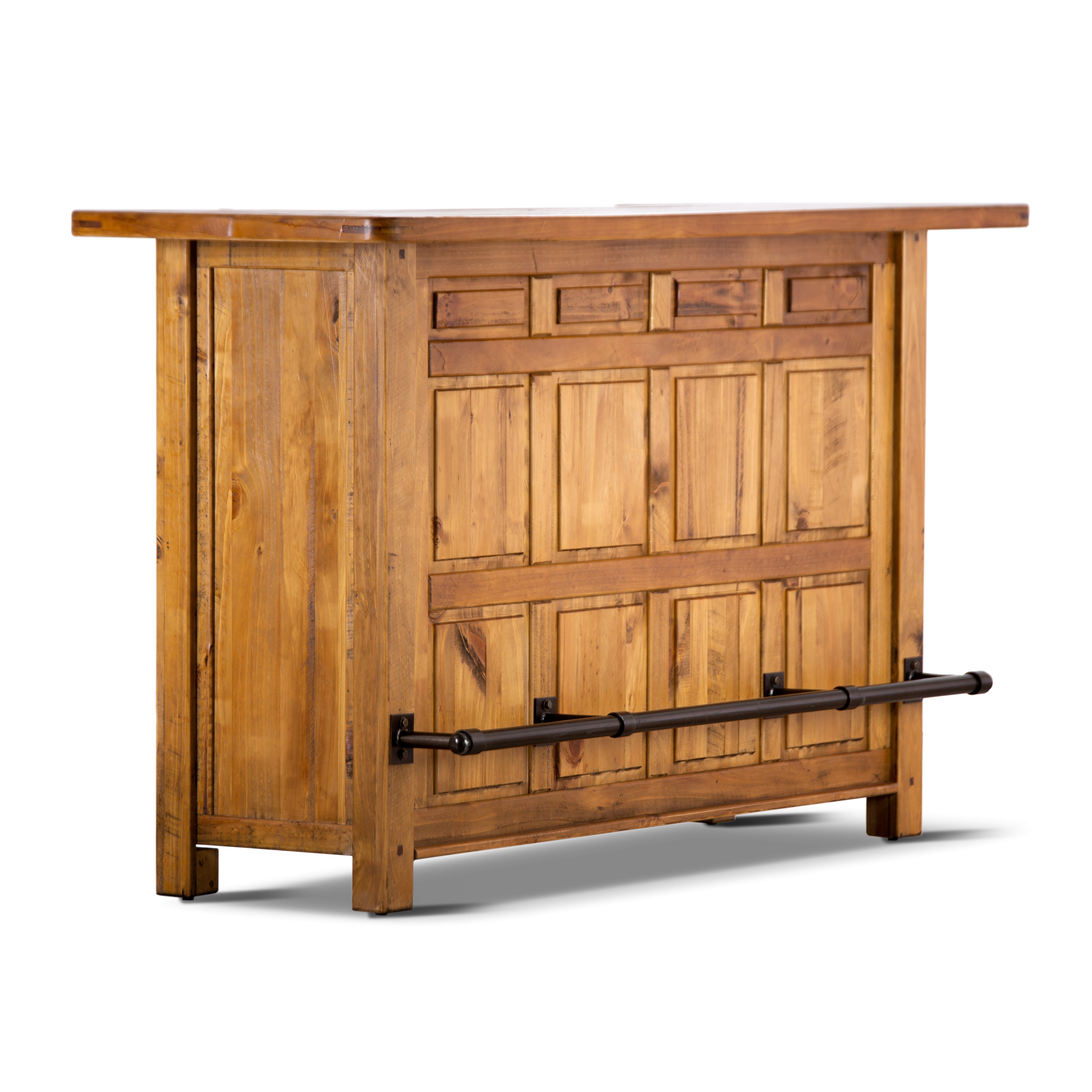 Teasel Home Bar Table Wine Cabinet Case 192cm Solid Pine Timber Wood Rustic Oak