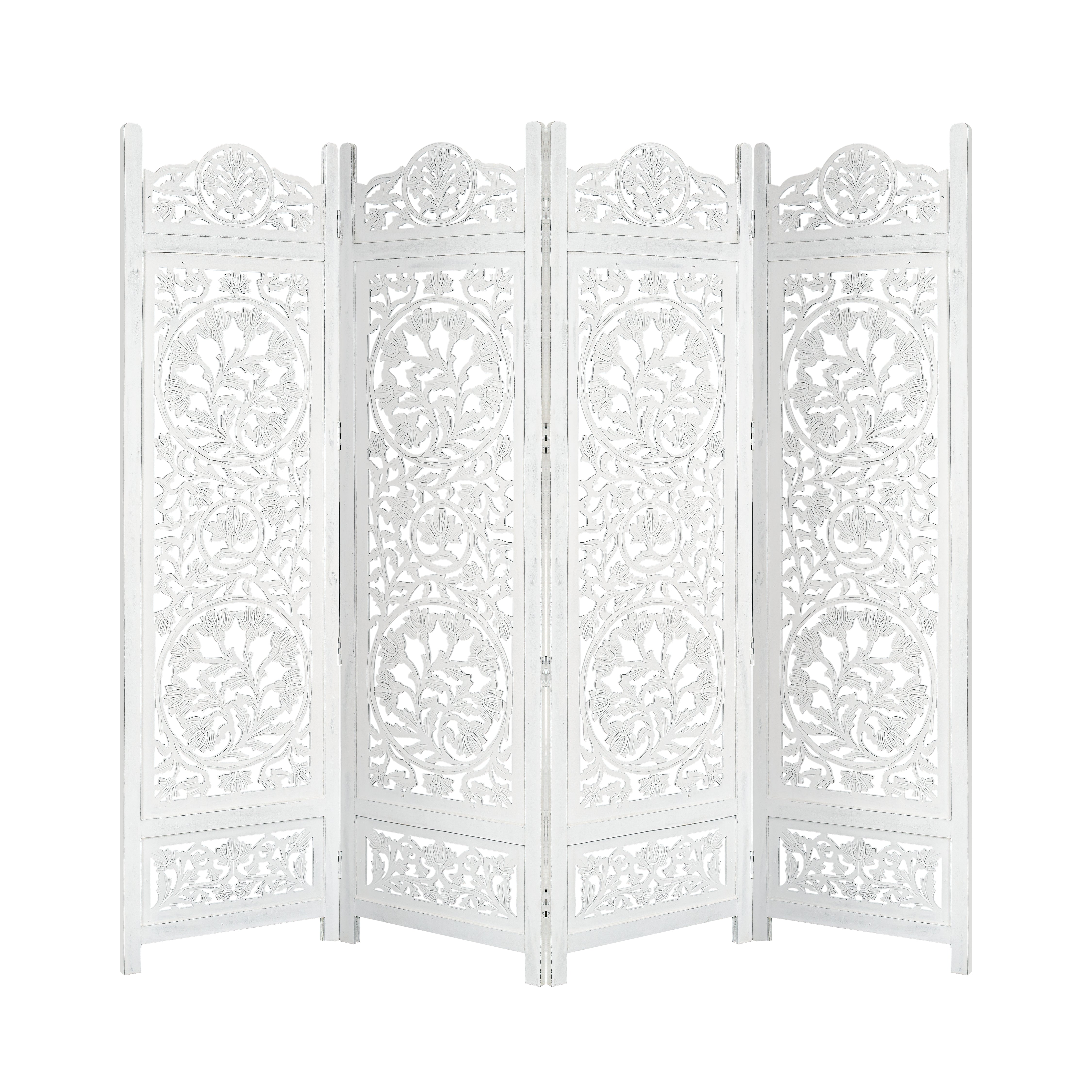 Koch 4 Panel Room Divider Screen Privacy Shoji Timber Wood Stand - White