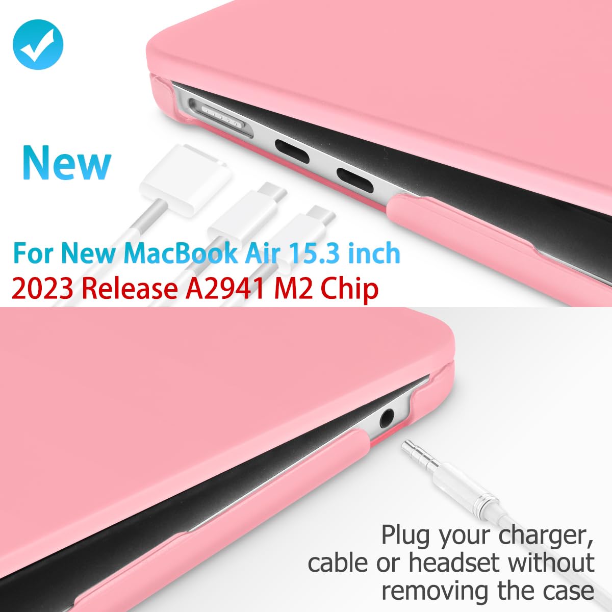15 inch Air 2023 MacBook Air Matte Case  A2941 M2 Chip Hard Shell Case Keyboard Cover Pink