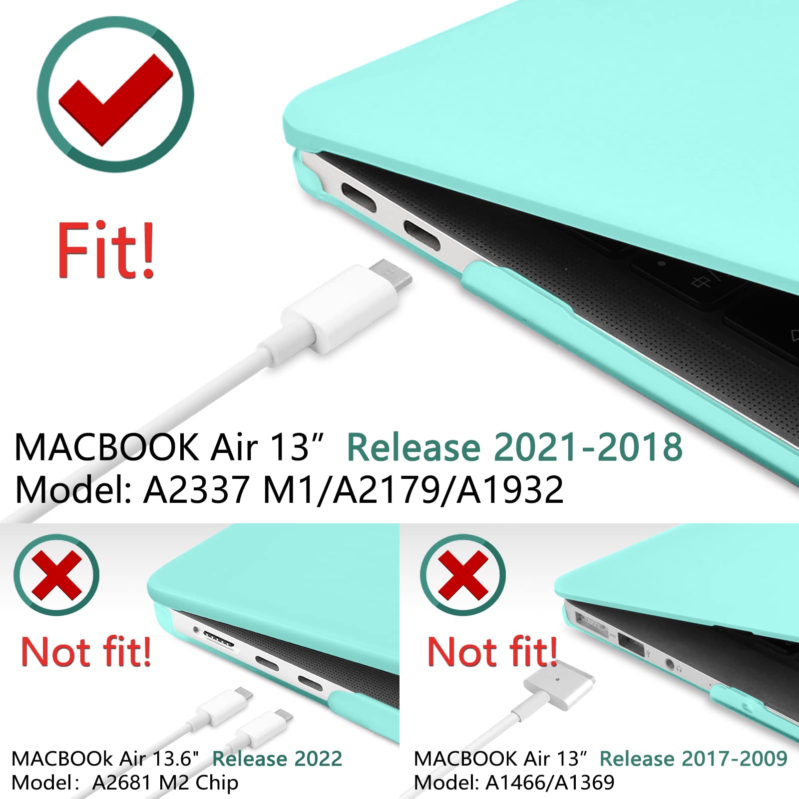 MacBook Air 13 Inch Case 2020 2019 2018, A1932, A2179, A2337 Shell Case Keyboard Cover tiffany blue