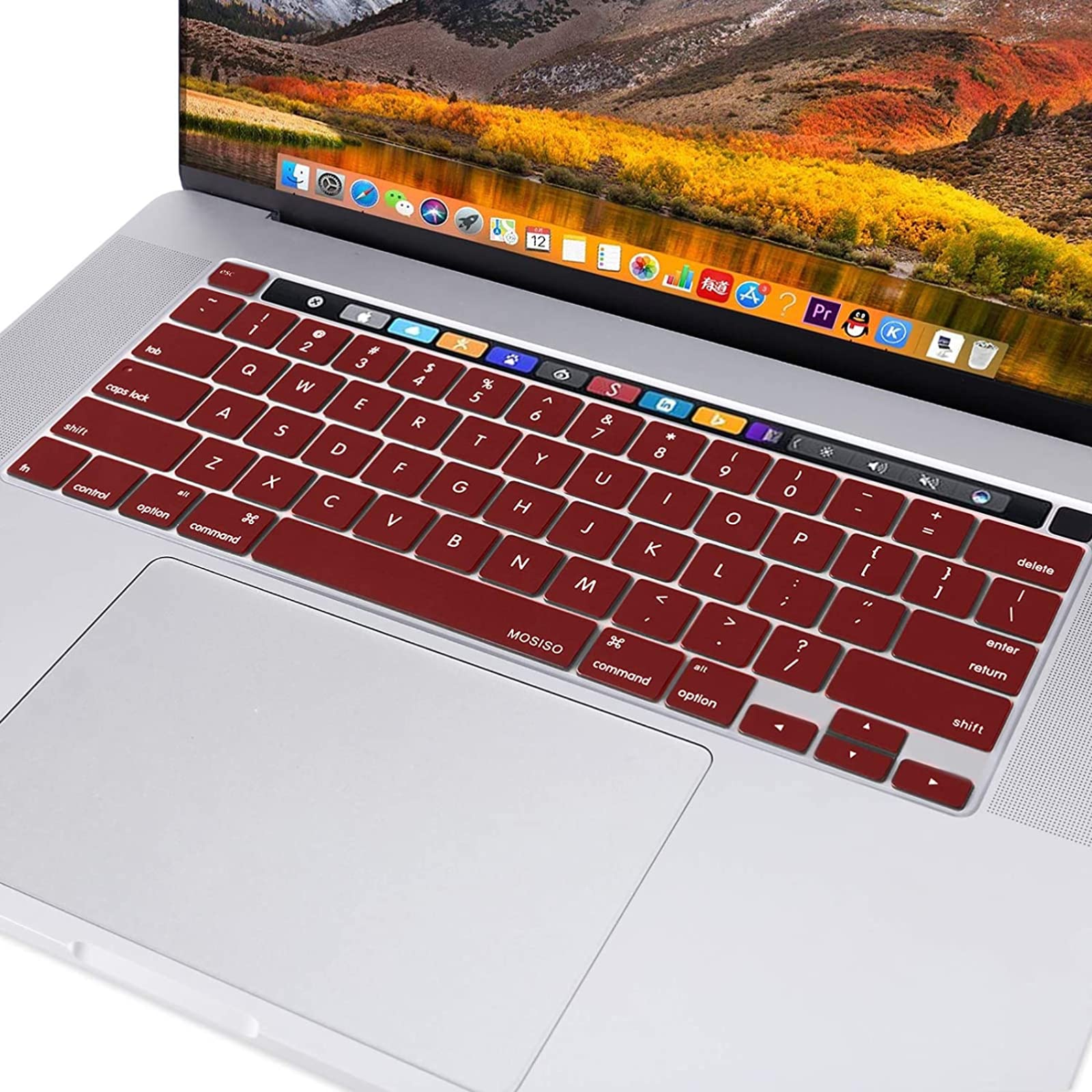 Keyboard Cover Skin For MacBook Pro 13 Pro 16 A2338 A2289 A2251 A2141 M1 M2 2020 to 2023 Wine Red