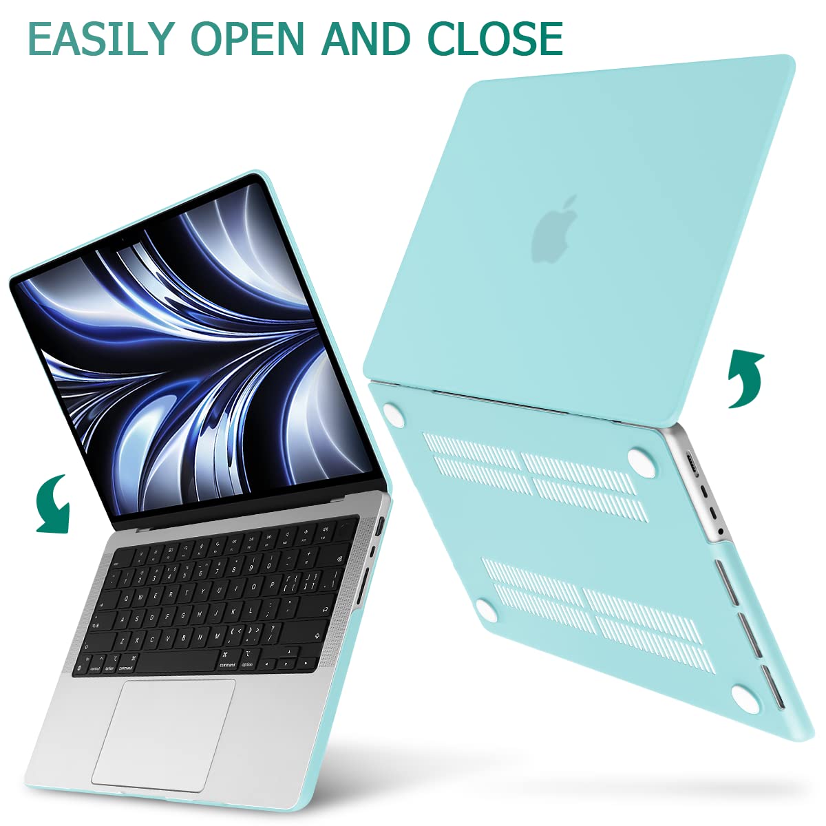 Suitable for  MacBook Pro 14 Max Inch Case 2023 2022 2021 M2 A2779 M1 A2442 Hardshell Case Keyboard Cover Turquoise