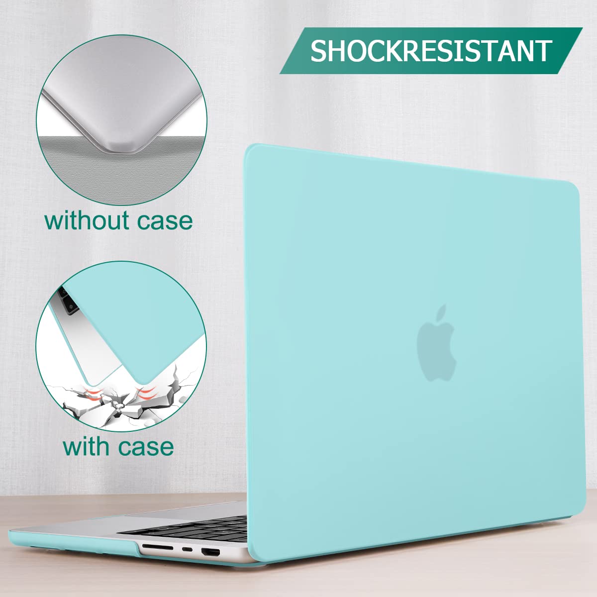 Suitable for  MacBook Pro 14 Max Inch Case 2023 2022 2021 M2 A2779 M1 A2442 Hardshell Case Keyboard Cover Turquoise