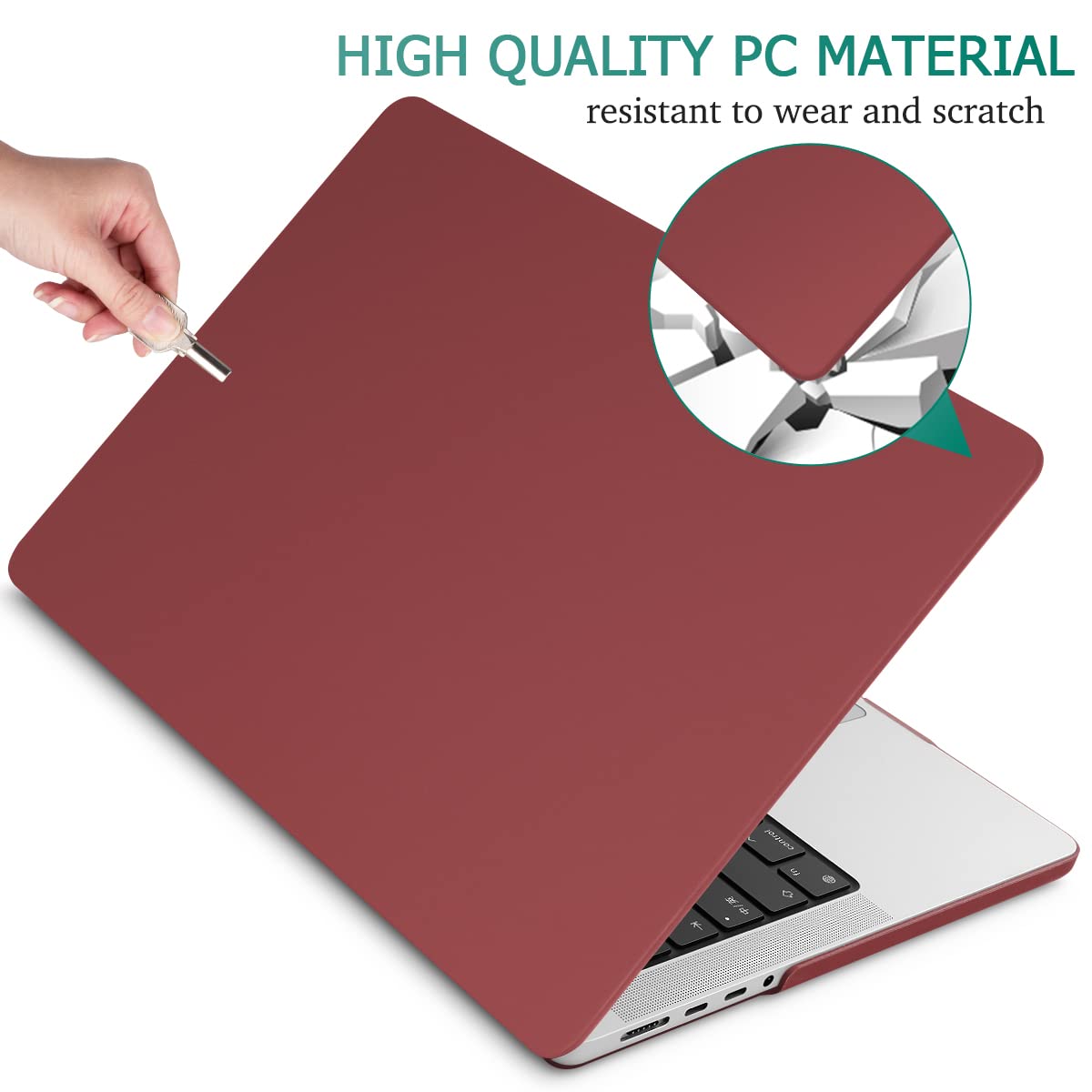 Suitable for  MacBook Pro 14 Max Inch Case 2023 2022 2021 M2 A2779 M1 A2442 Hardshell Case Keyboard Cover Wine Red