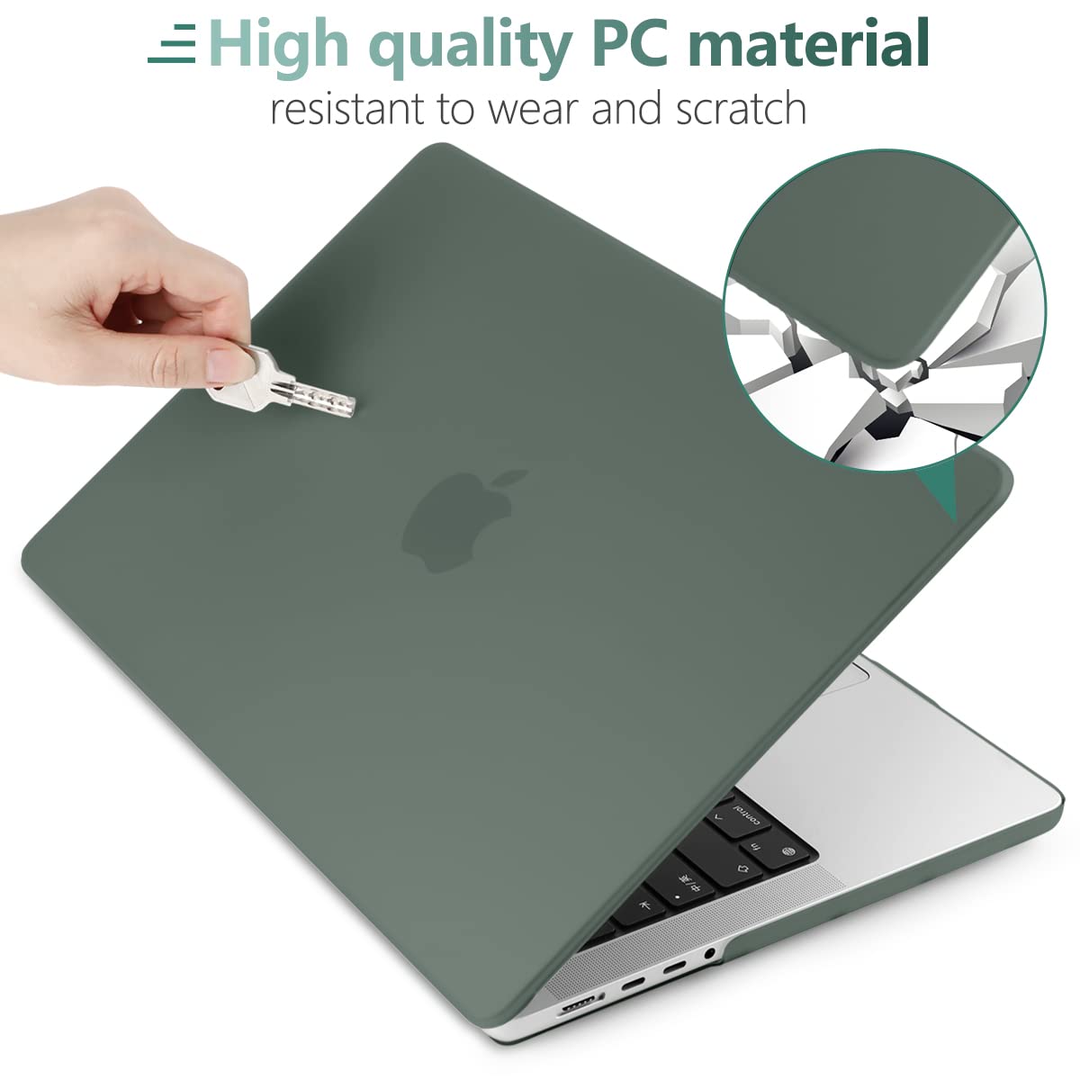 Suitable for  MacBook Pro 16 inch Case 2023 2022 2021 M2 A2780 A2485 M1 Pro/Max Hard Shell Case Keyboard Cover Midnight Green