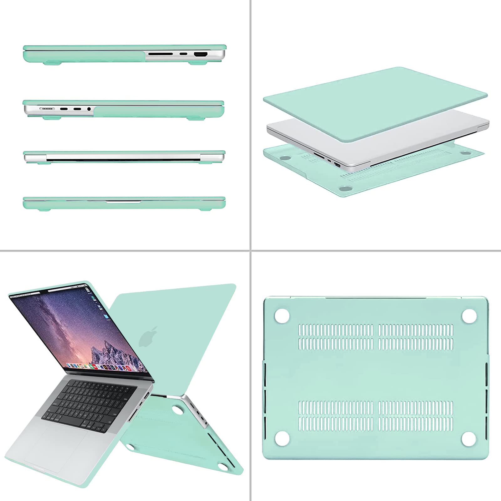 Suitable for  MacBook Pro 16 inch Case 2023 2022 2021 M2 A2780 A2485 M1 Pro/Max Hard Shell Case Keyboard Cover Green
