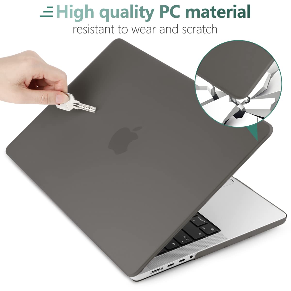 Suitable for  MacBook Pro 16 inch Case 2023 2022 2021 M2 A2780 A2485 M1 Pro/Max Hard Shell Case Keyboard Cover Grey