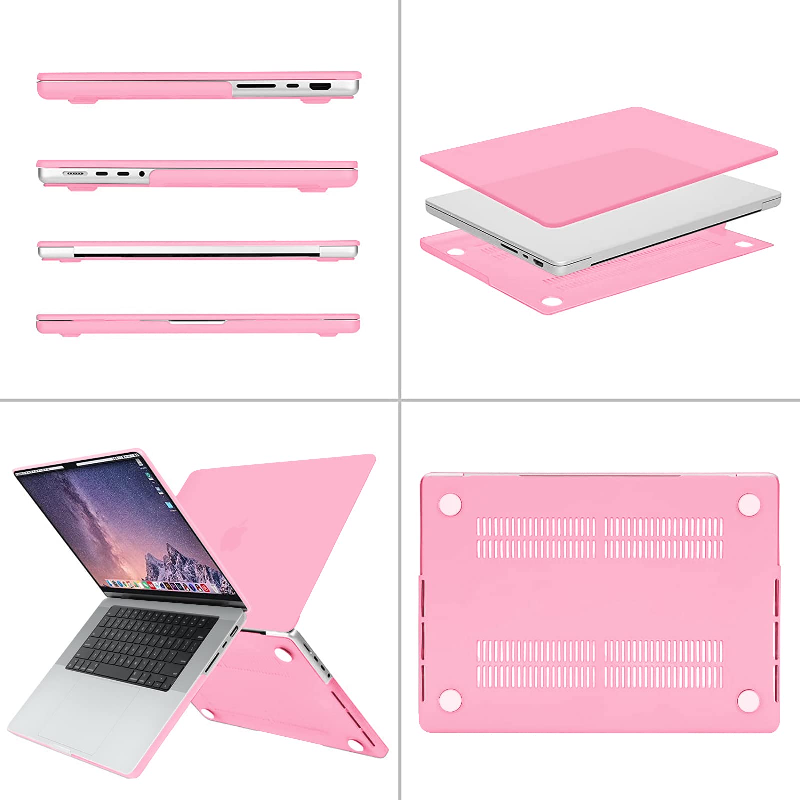 Suitable for  MacBook Pro 16 inch Case 2023 2022 2021 M2 A2780 A2485 M1 Pro/Max Hard Shell Case Keyboard Cover Pink