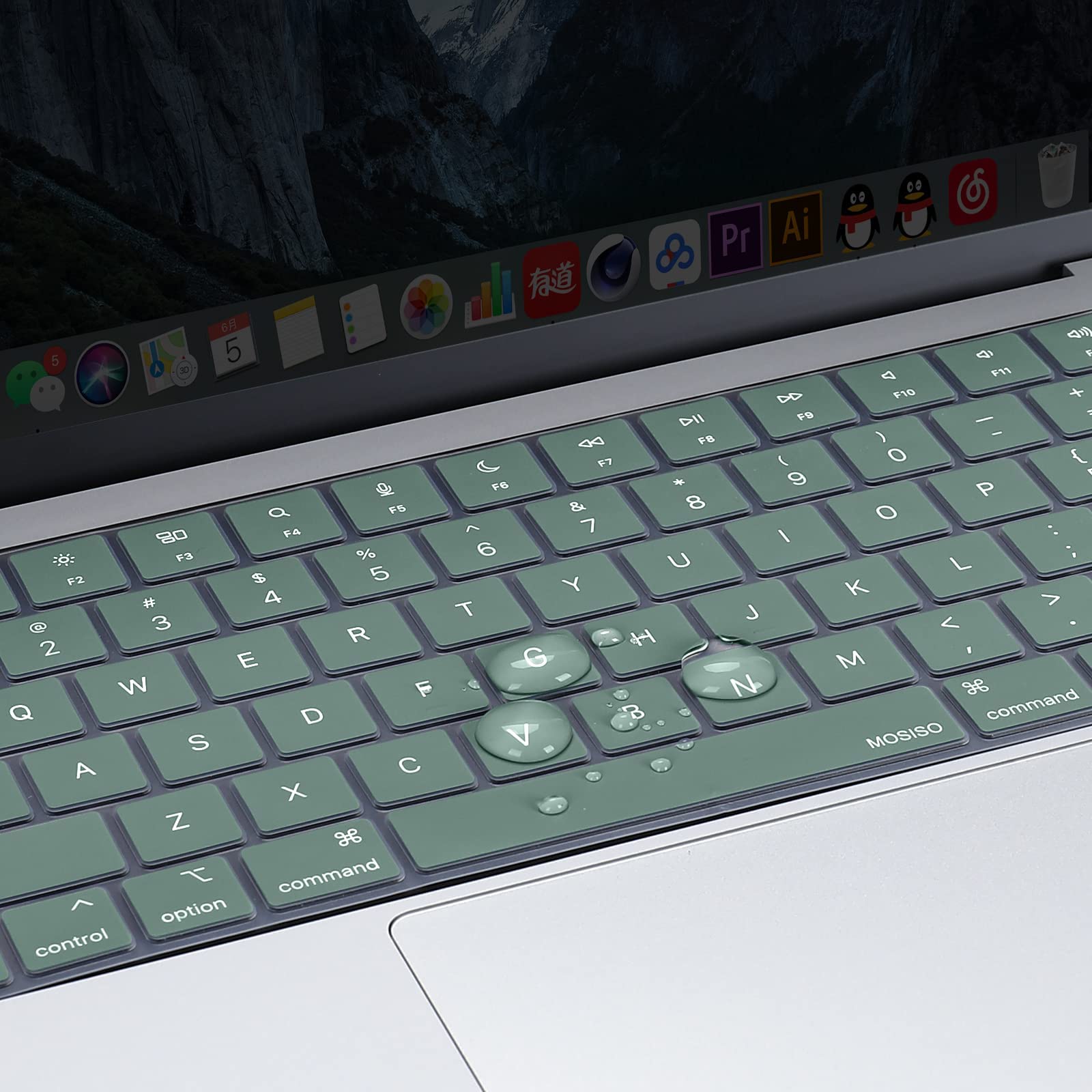Keyboard Cover Skin For MacBook Air Pro 13 13.6 14 15.3 16 A2442 A2779 A2485 A2780 A2681 A2941 M1 M2 2021 to 2023 Dgreen