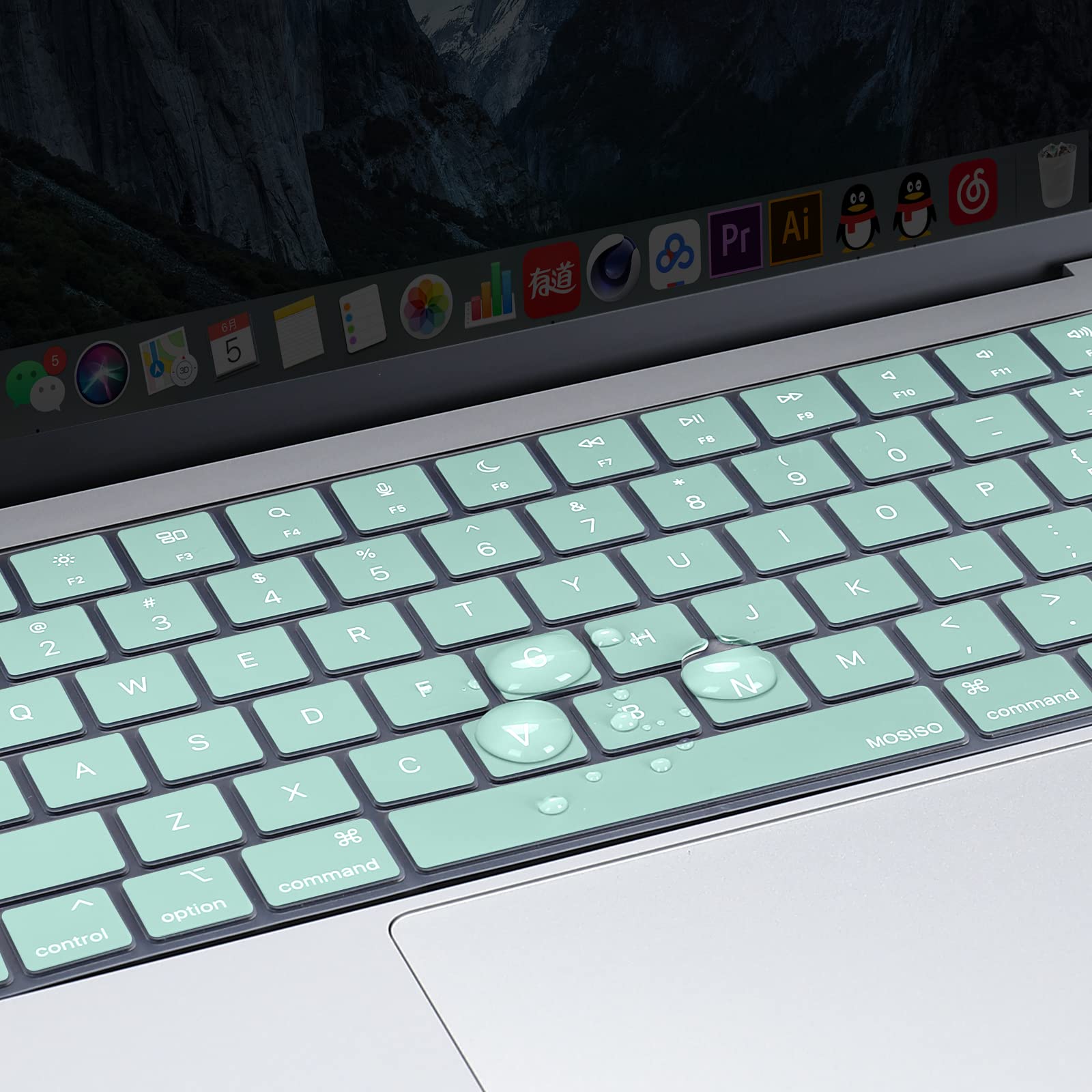 Keyboard Cover Skin For MacBook Air Pro 13 13.6 14 15.3 16 A2442 A2779 A2485 A2780 A2681 A2941 M1 M2 2021 to 2023 Mint Green