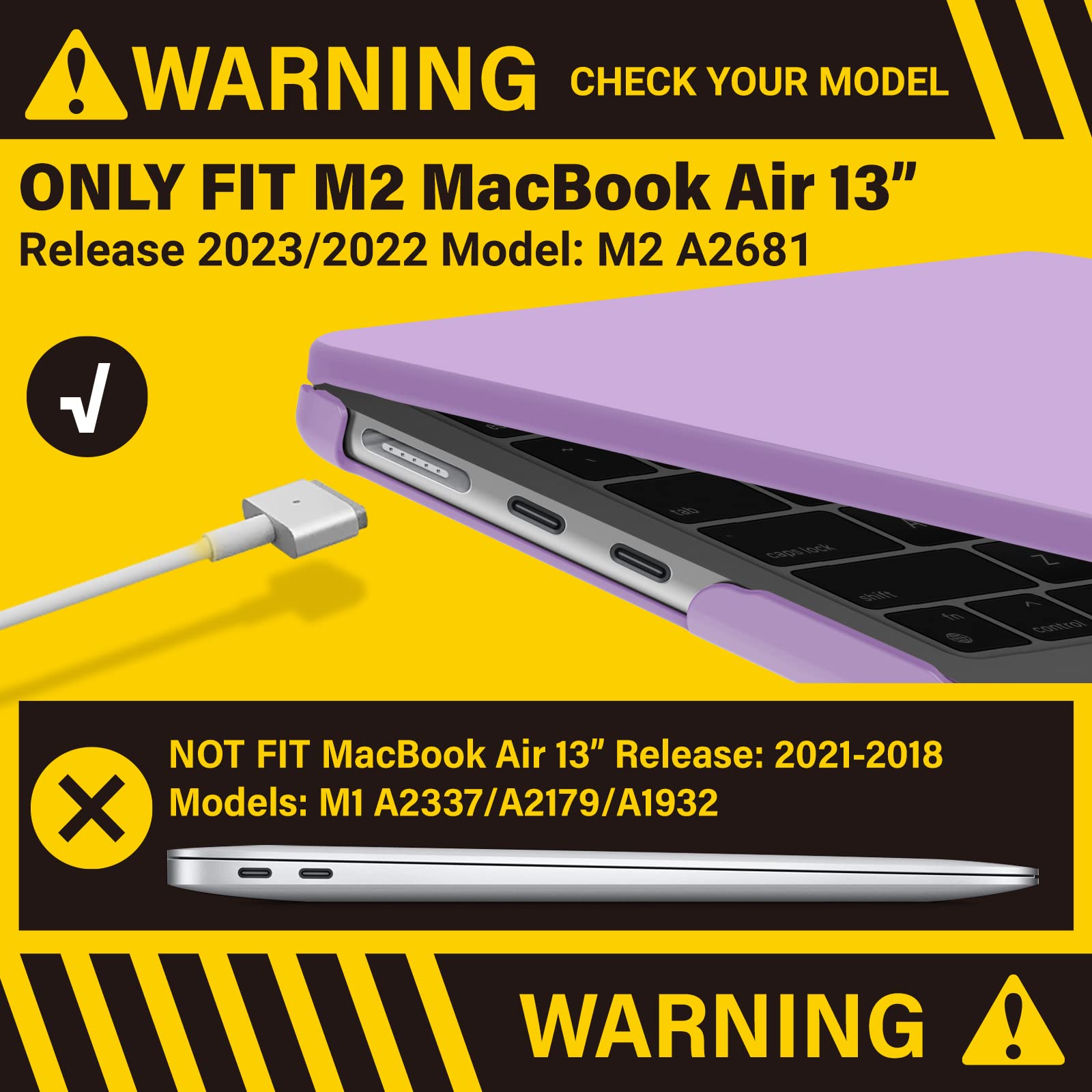 Suitable for  2023 2022 MacBook Air 13 inch case M2 Model A2681 Hard Shell Case Keyboard Cover Purple