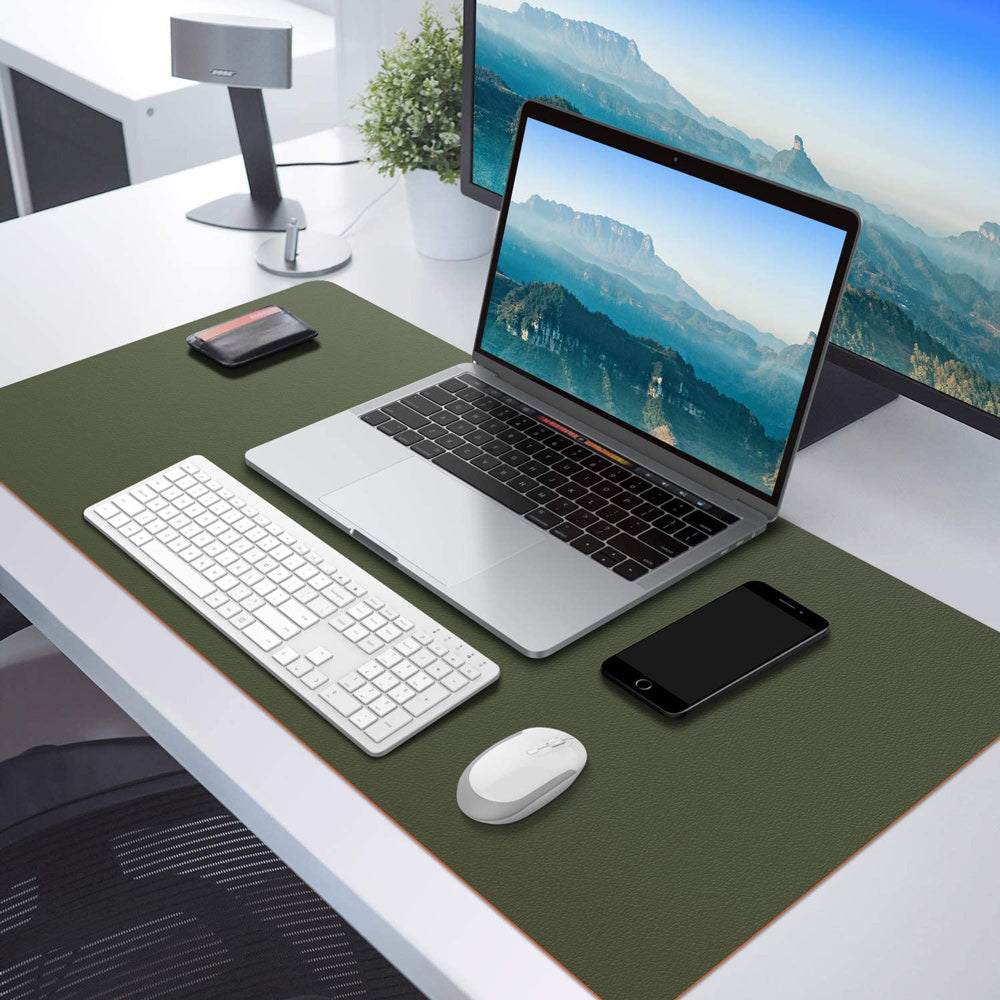 Orange 120cm*60cm Dual Side Office Desk Pad Waterproof PU Leather Computer Mouse Pad