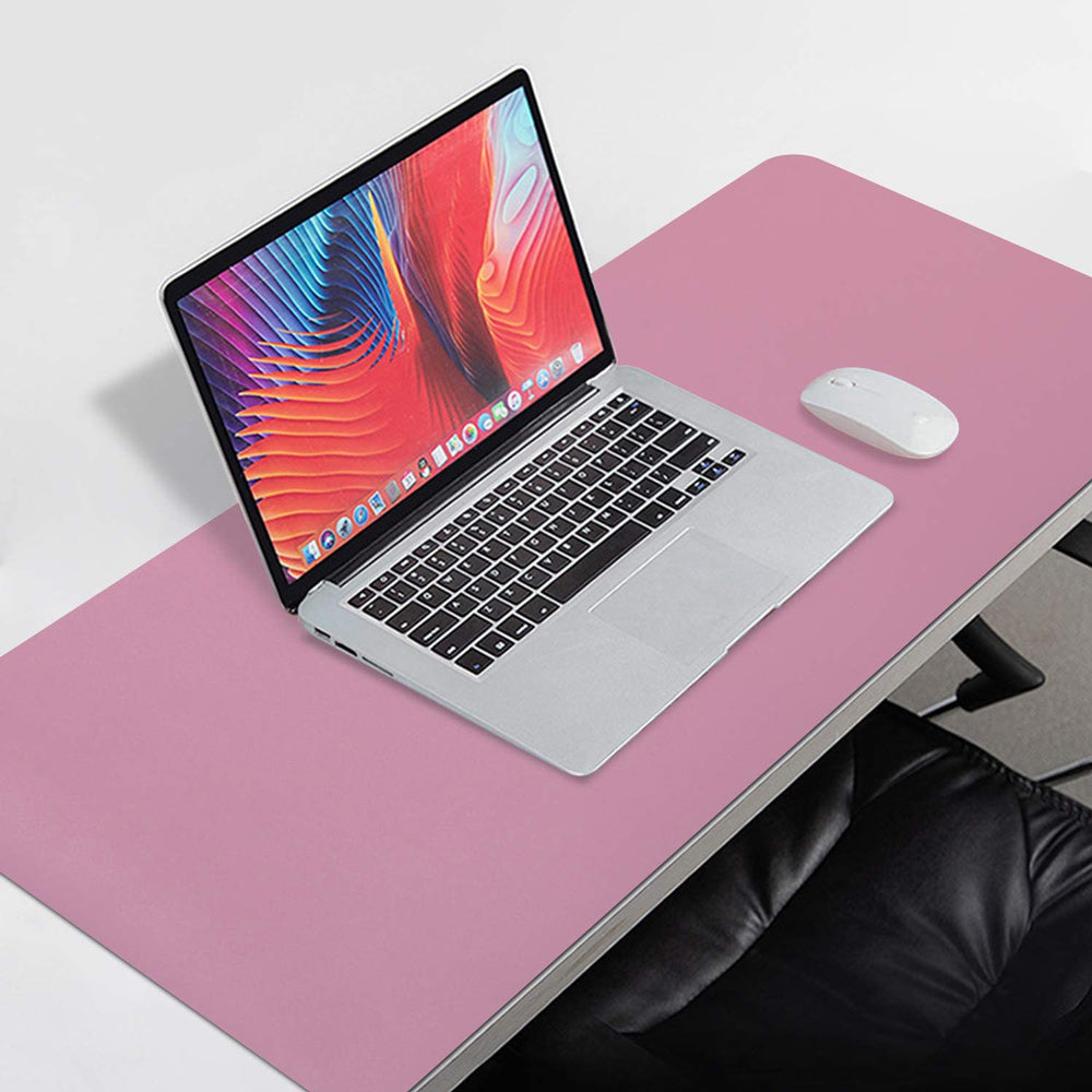 Pink 120cm*60cm Dual Side Office Desk Pad Waterproof PU Leather Computer Mouse Pad