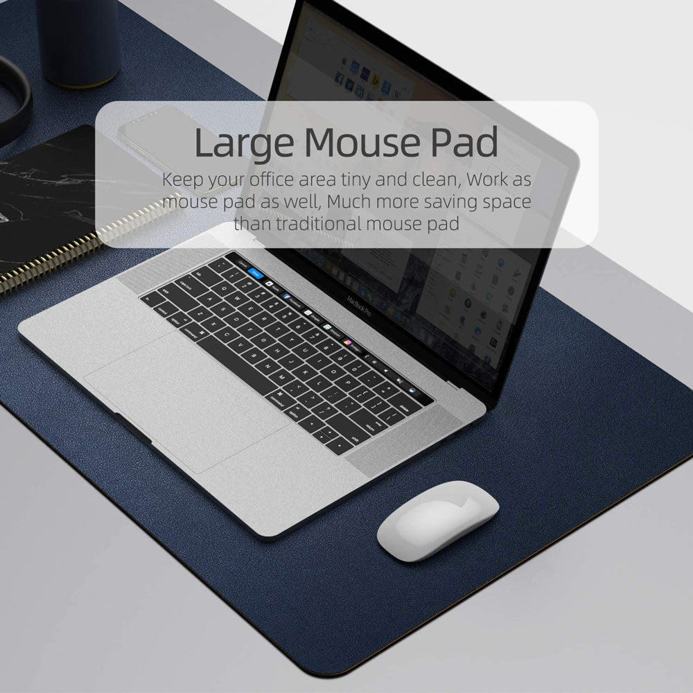 Dark Blue 120cm*60cm Dual Side Office Desk Pad Waterproof PU Leather Computer Mouse Pad