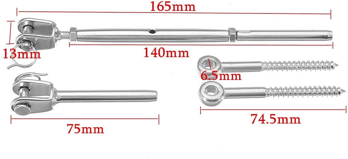 Wire Rope DIY Balustrade Kit Jaw/Swage Fork Terminal Eye Bolts Turnbuckle