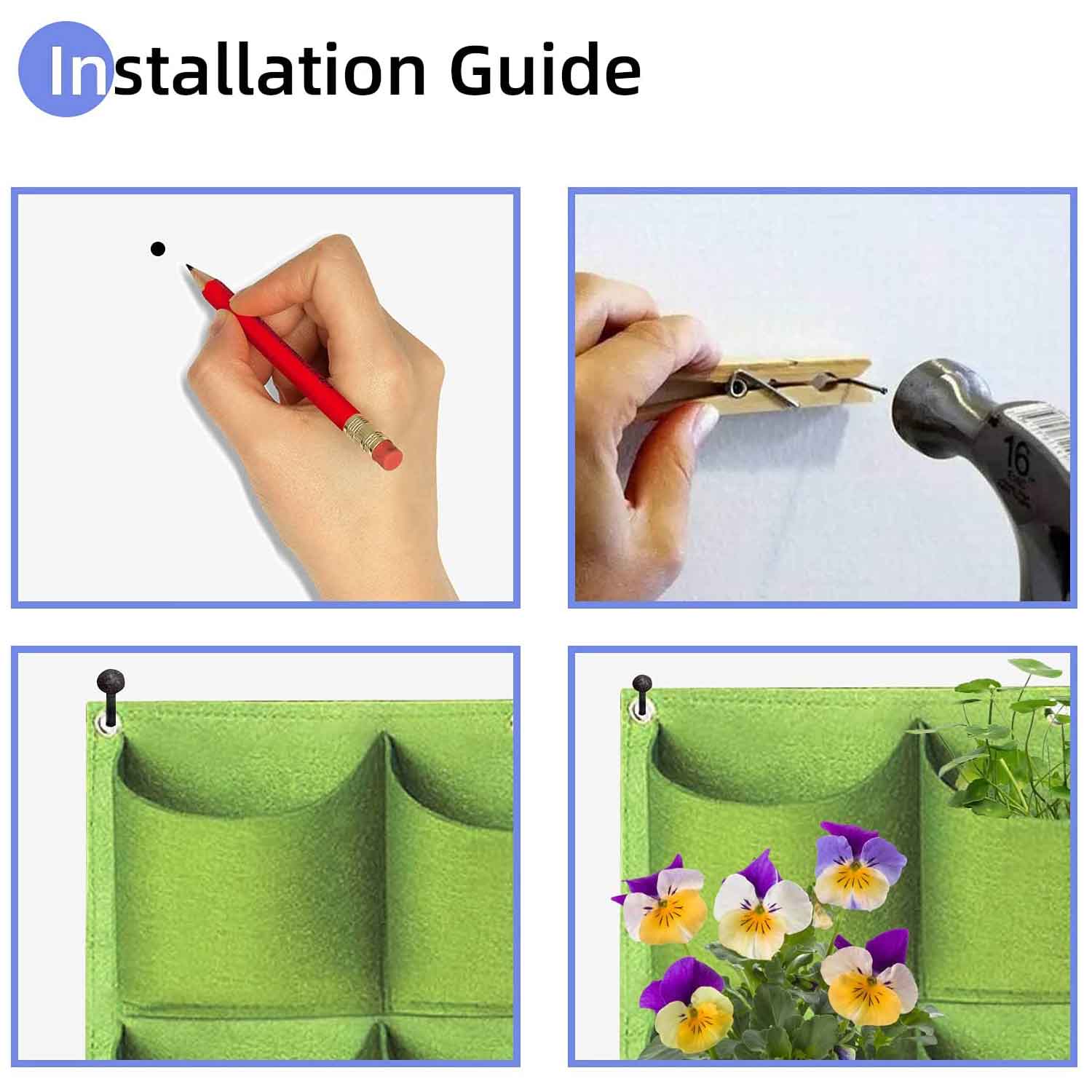 36 Pockets Wall Hanging Planter Planting Grow Bag Vertical Garden Vegetable Flower Green