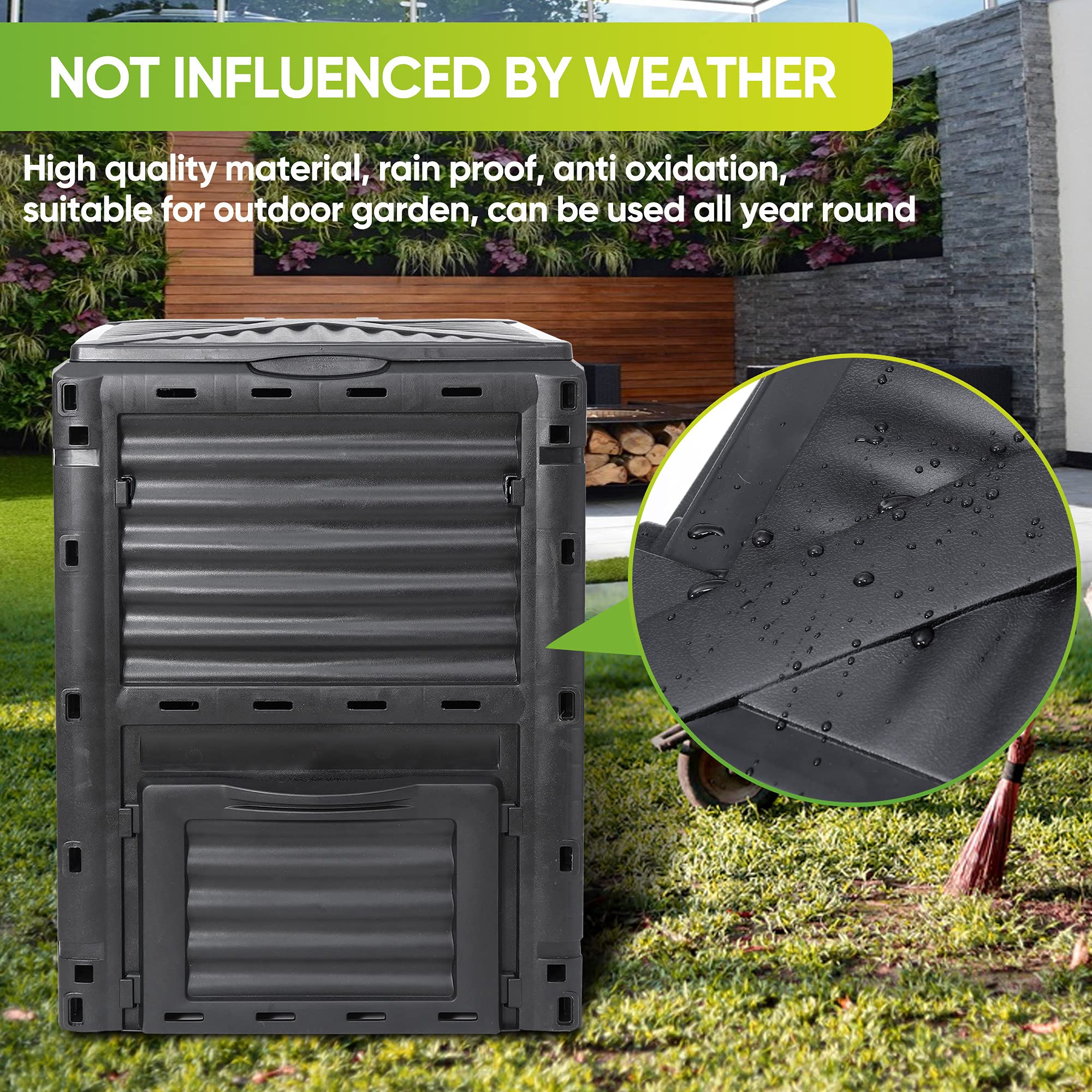 300L Large Garden Outdoor Compost Bin Composter BPA Free Compost Barrel