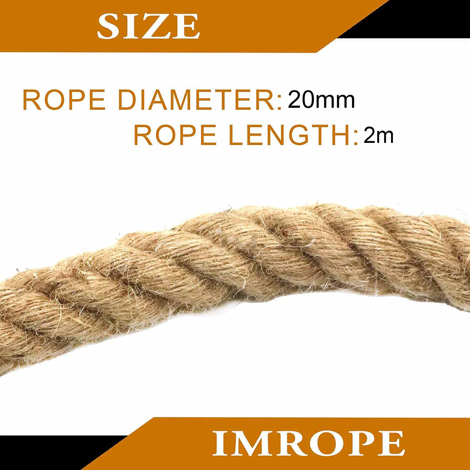 2m Sisal 20mm Rope Natural Twine Cord Thick Jute Hemp Manila  Crafting Home Decor