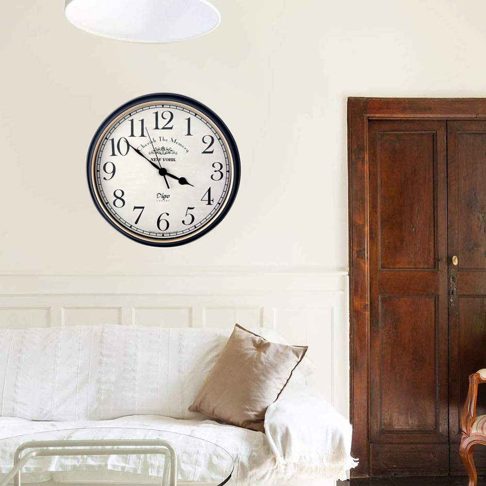 Wall Clock Large 41cm Silent Home Wall Decor Retro Clock for Living Room Kitchen Home Office