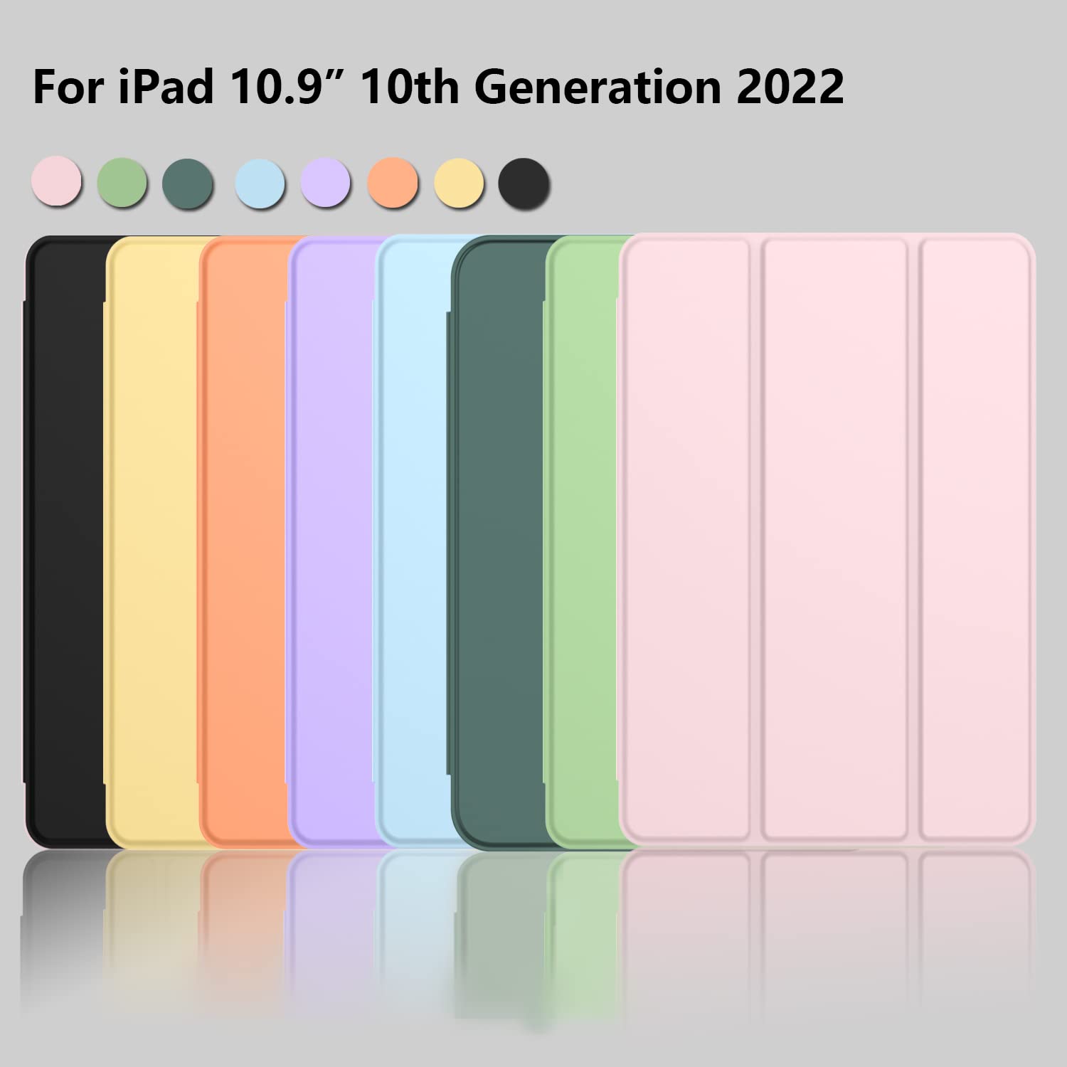 iPad 10th Case 10.9 Inch 2022 with Pencil Holder, Smart iPad Case with Soft TPU Auto Wake Sleep Pink