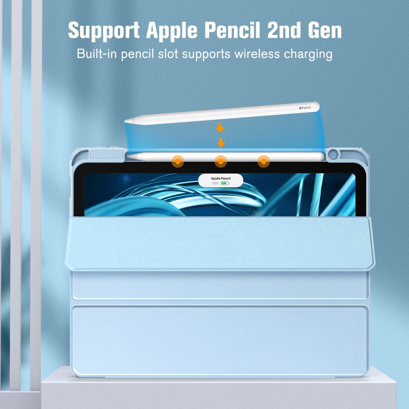 iPad 10th Case 10.9 Inch 2022 with Pencil Holder, Smart iPad Clear Case with Soft TPU Auto Wake Sleep Sky Blue