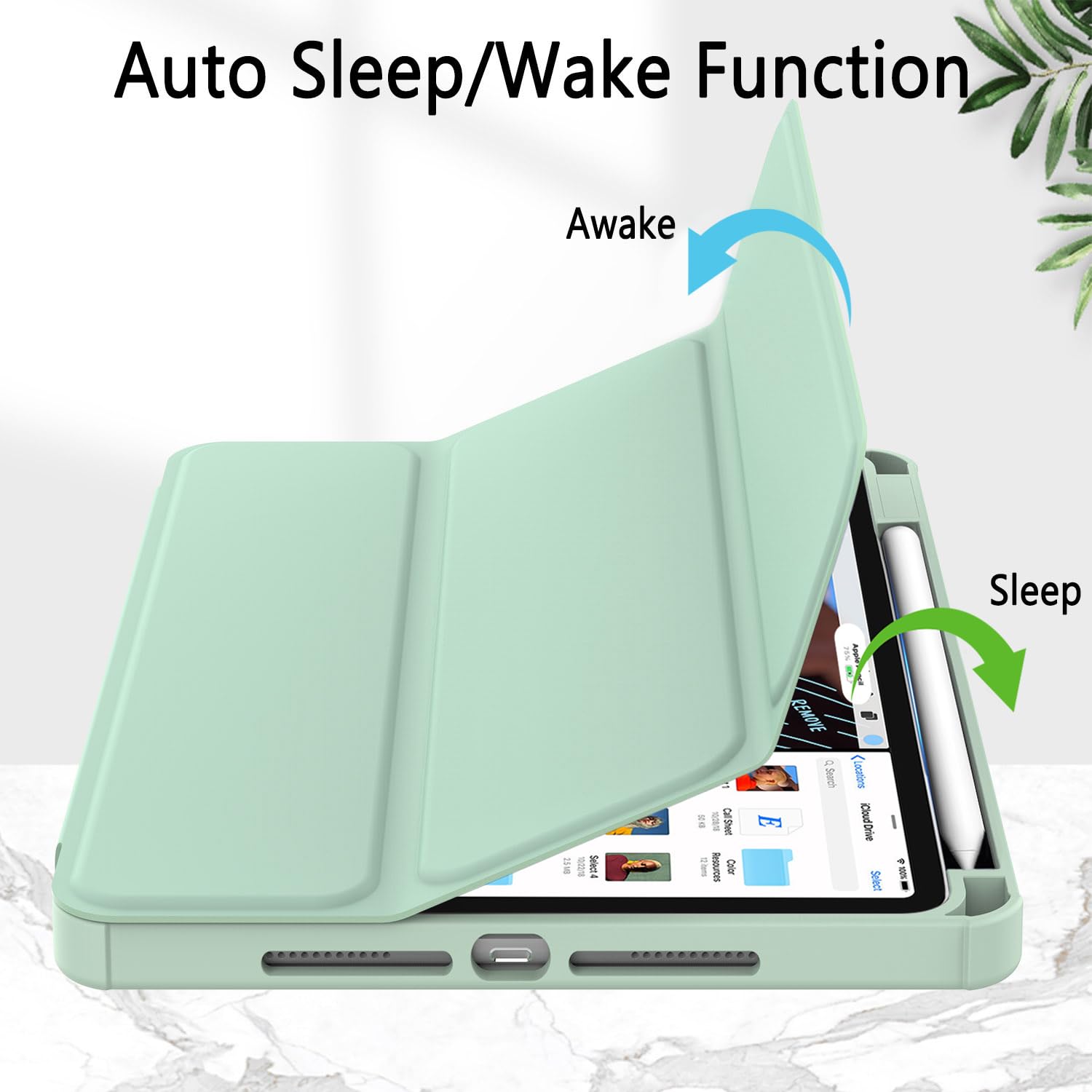 iPad Pro 11 Inch 2020-2022 Soft Tpu Smart Premium Case Auto Sleep Wake Stand Clear Cover Pencil holder Green