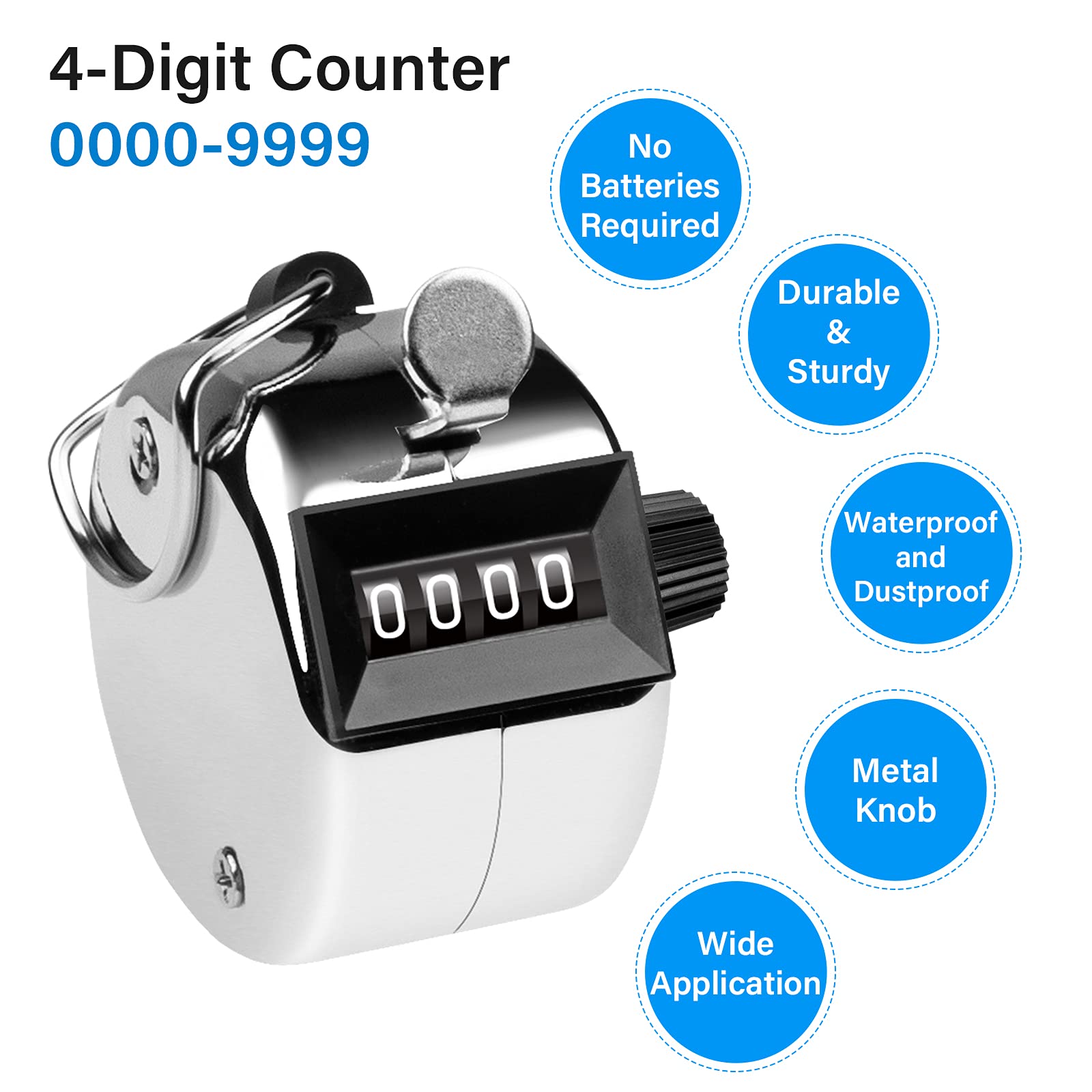 Hand Tally Counter 4-Digit Lap Counters Clicker Pitch for Counting Knitting Coaching