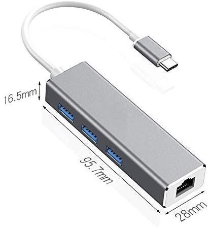 USB 3.1 USB-C Type C 1000 Mbps Gigabit Ethernet Rj45 LAN Adapter with 3 USB 3.0 Network Card