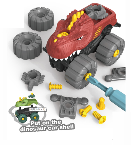 Kids Educational DIY Red Assembled Dinosaur Car 3+