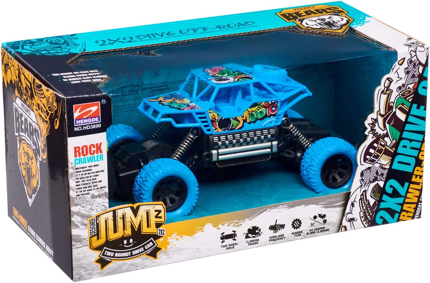 4 x 4 Off-Road Blue Rock Crawler RC For Kids