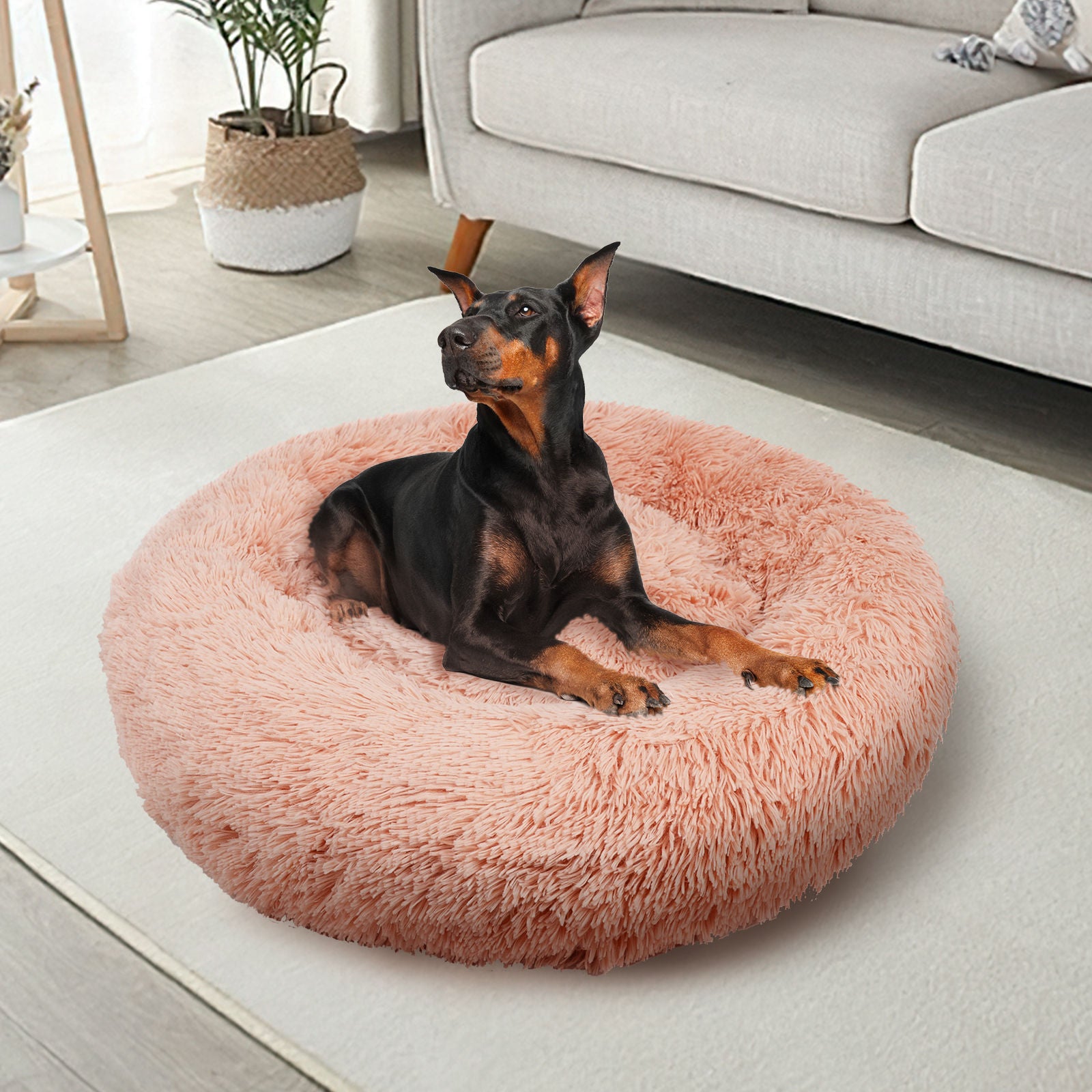 Pawfriends Pet Dog Bedding Warm Plush Round Comfortable Nest Comfy Sleep kennel Pink XXL