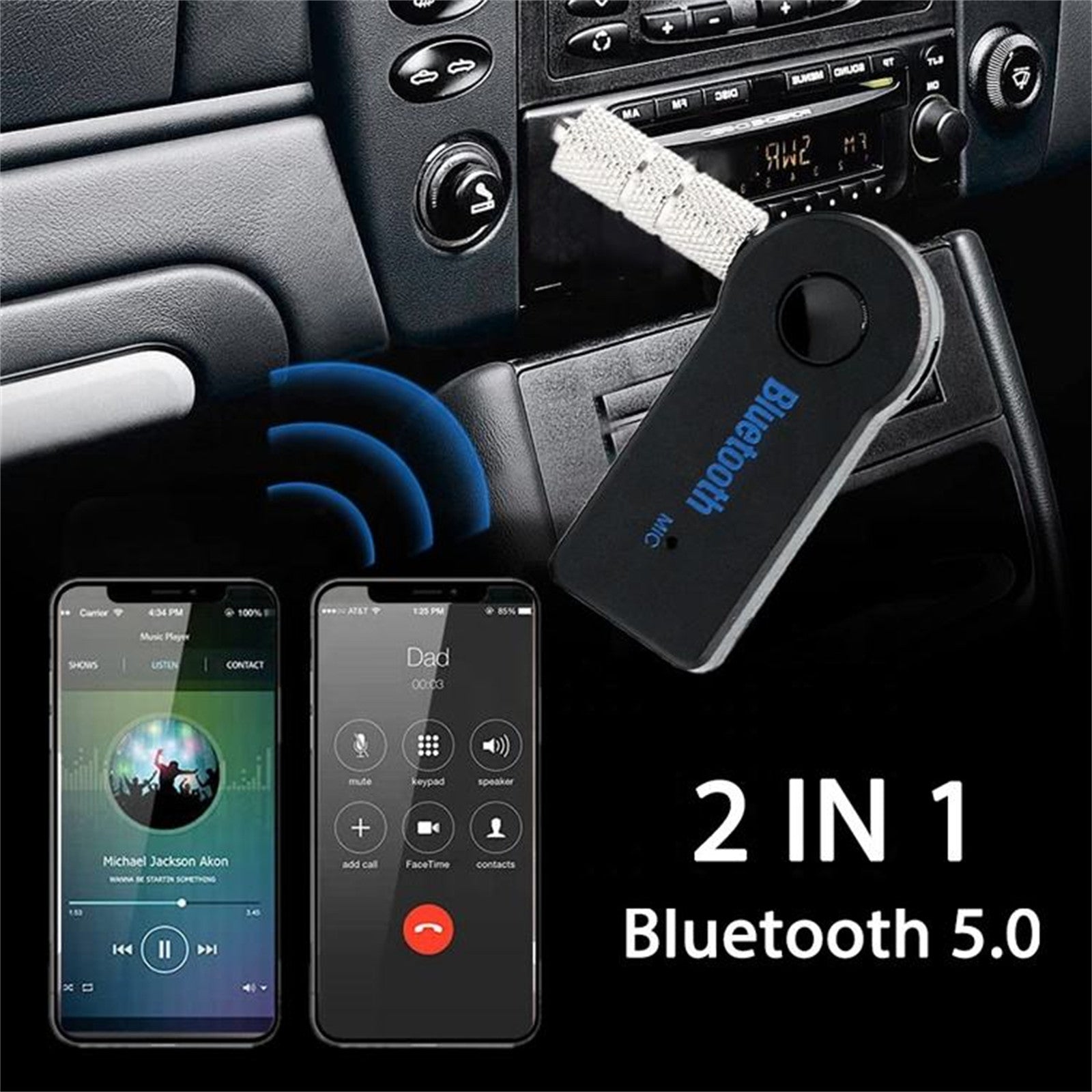 Mobax Car Bluetooth Wireless Transmitter Receiver Audio Adapter 3.5mm Speaker