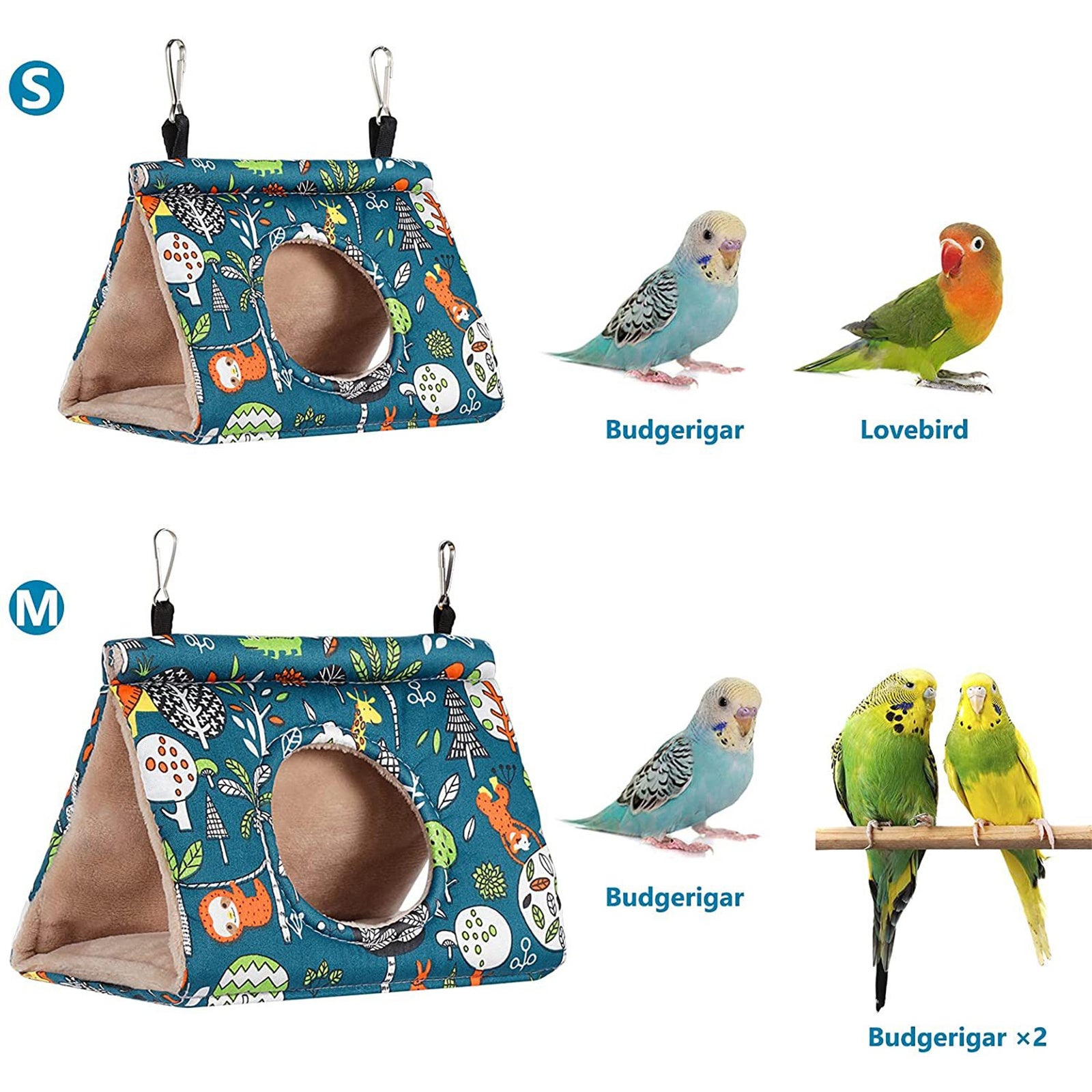 Pawfriends Bird Sleep Cotton Nest Cage Hut Pet Hammock Hang Cave Bed Parrot Warm Tent M AU