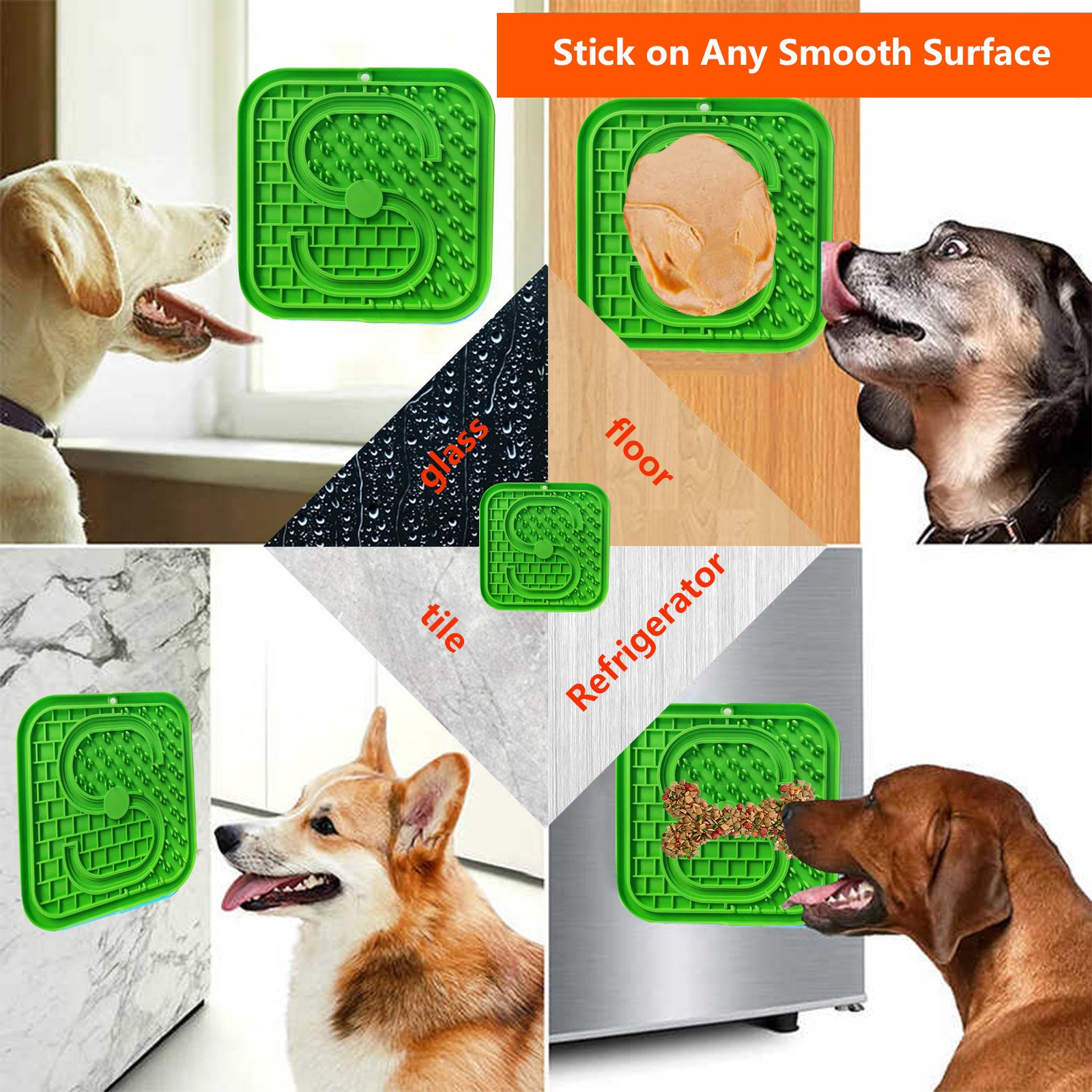 Pawfriends Asphyxia-resistant Silicone Pet Slow Food Mat Licking Mat Grooming Helper Green